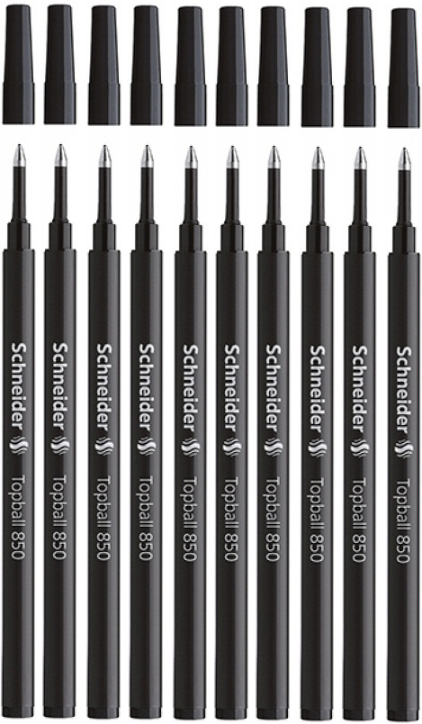 10x Wkład do pióra kulkowego Schneider, Topball 850, czarny