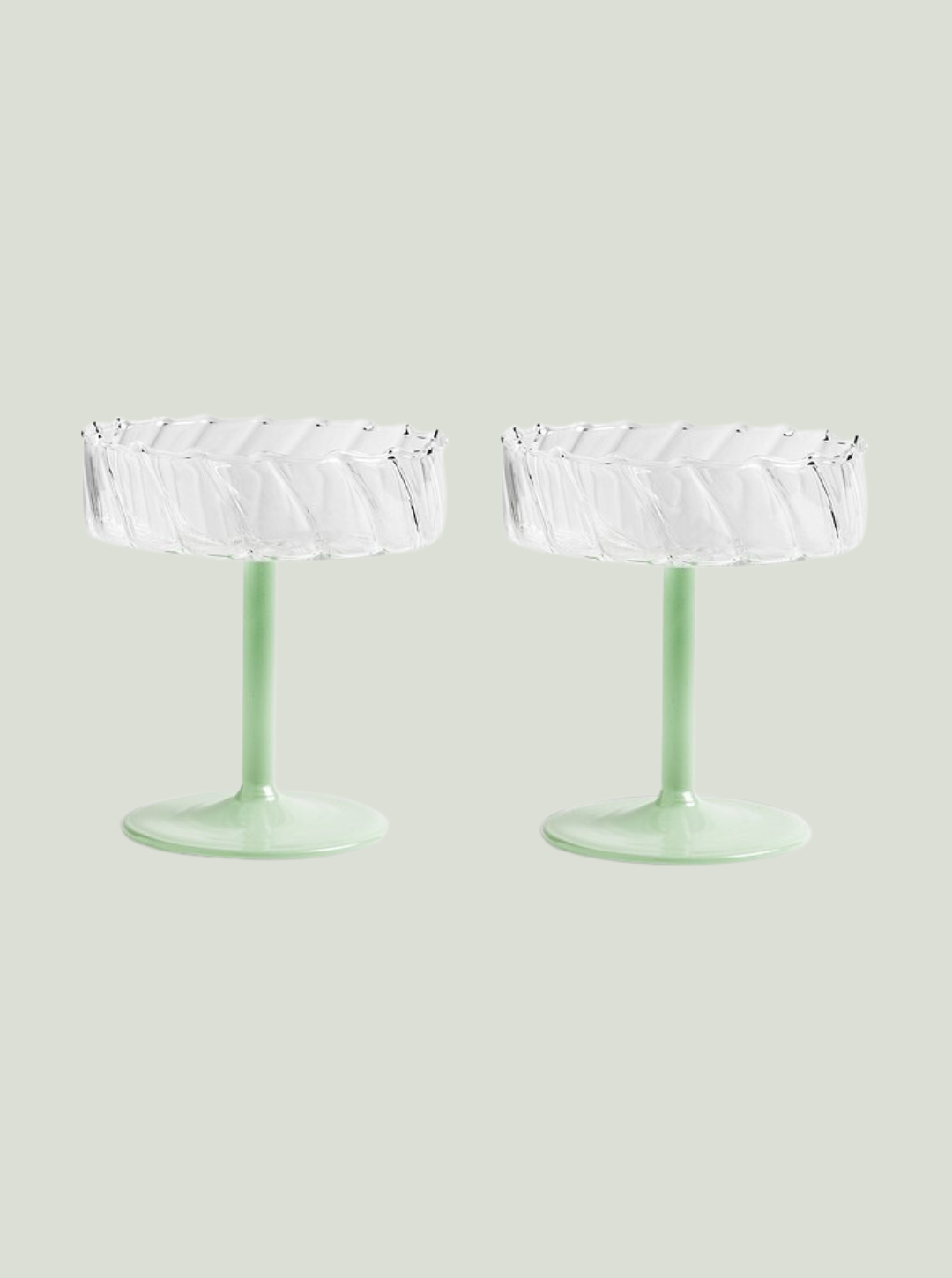 Kieliszki Coupe twirl miętowy zestaw 2 sztuk - &klevering