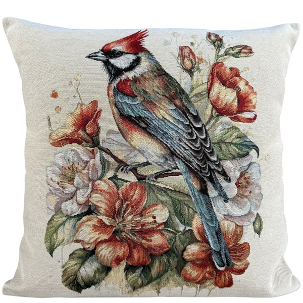 Poszewka na poduszkę 40x40cm EDEN kolorowy ptak Chenille