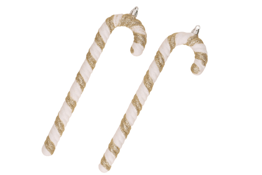 Bombki laska cukrowa biało-złota 25 cm 2 sztuki