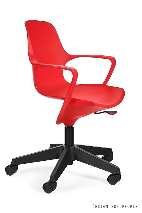 POGO fotel obrotowy kolory, tworzywo lub tkanina (Kolor tworzywa: czerwony, Kolor tapicerowanej nakładki: Tapicerowane siedzisko)