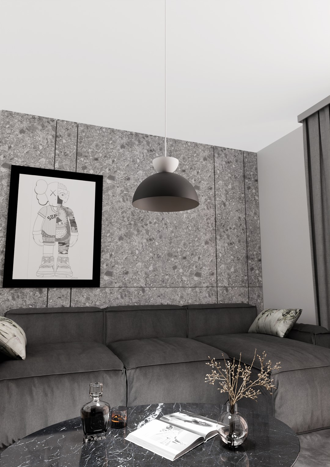 Emibig Lunaro lampa wisząca 1x12 W biała-czarna 1472/1L