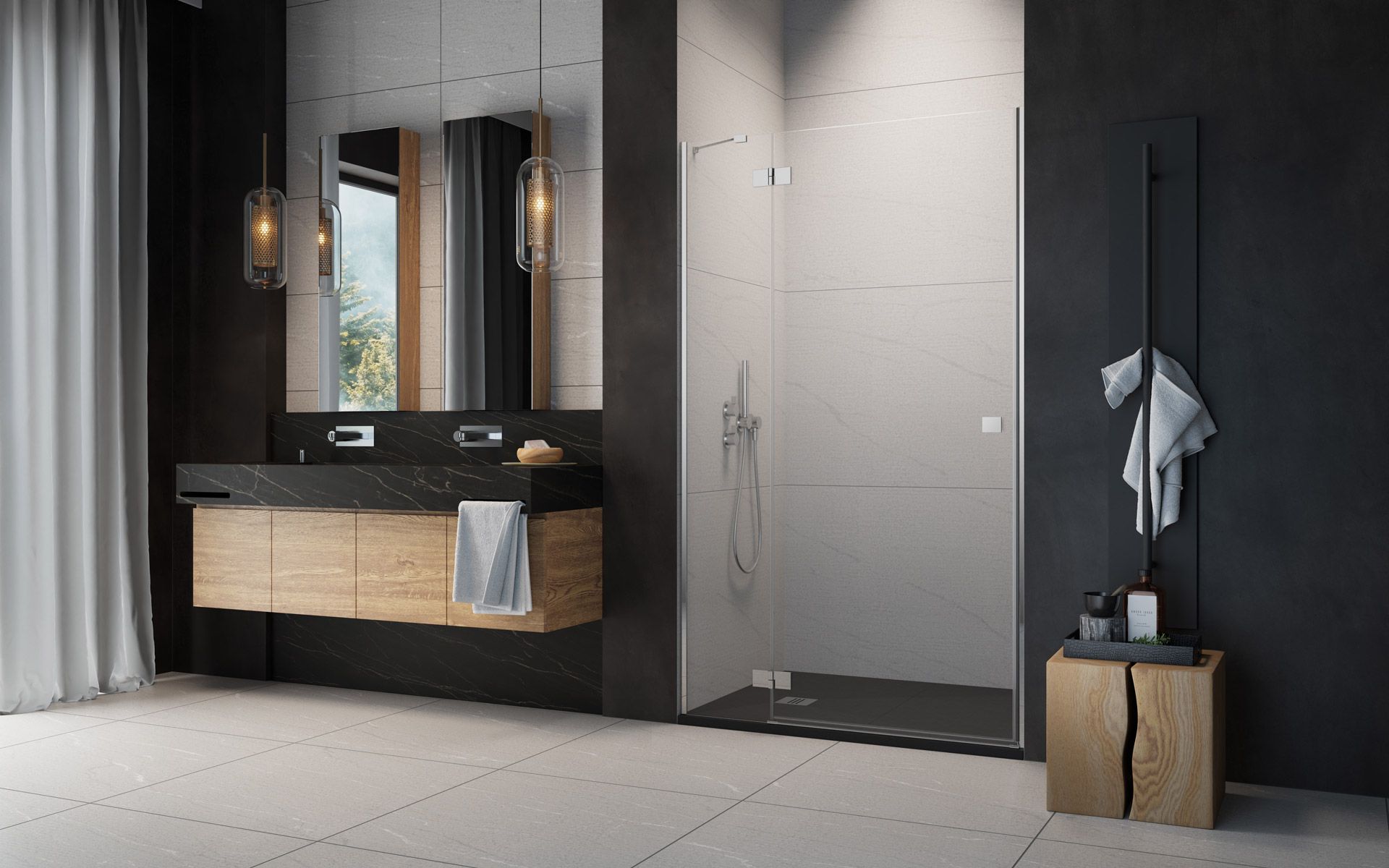 Radaway Essenza New DWJ drzwi prysznicowe 90 cm lewe chrom/szkło przezroczyste 1385013-01-01L