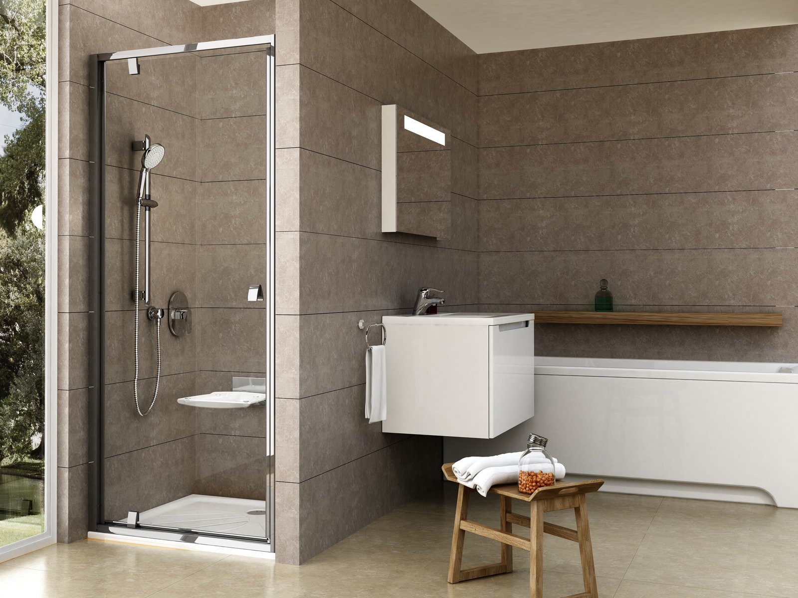 Ravak Pivot PDOP1-80 drzwi prysznicowe 80 cm polerowane aluminium/szkło przezroczyste 03G40C00Z1