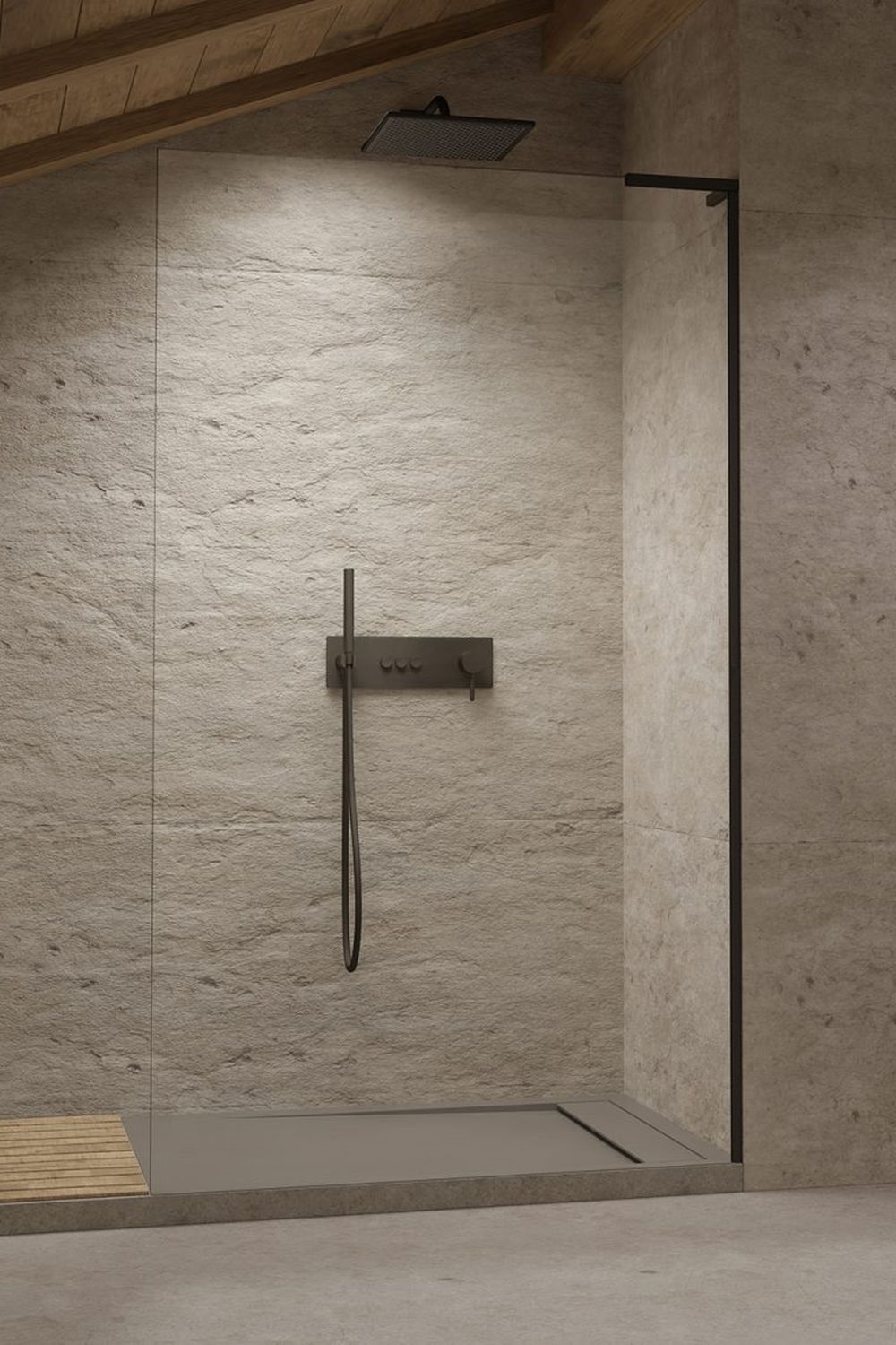 Radaway Modo SL Black II Walk-In ścianka prysznicowa 80 cm prawa wolnostojąca czarny mat/szkło przezroczyste 10319084-54-01R