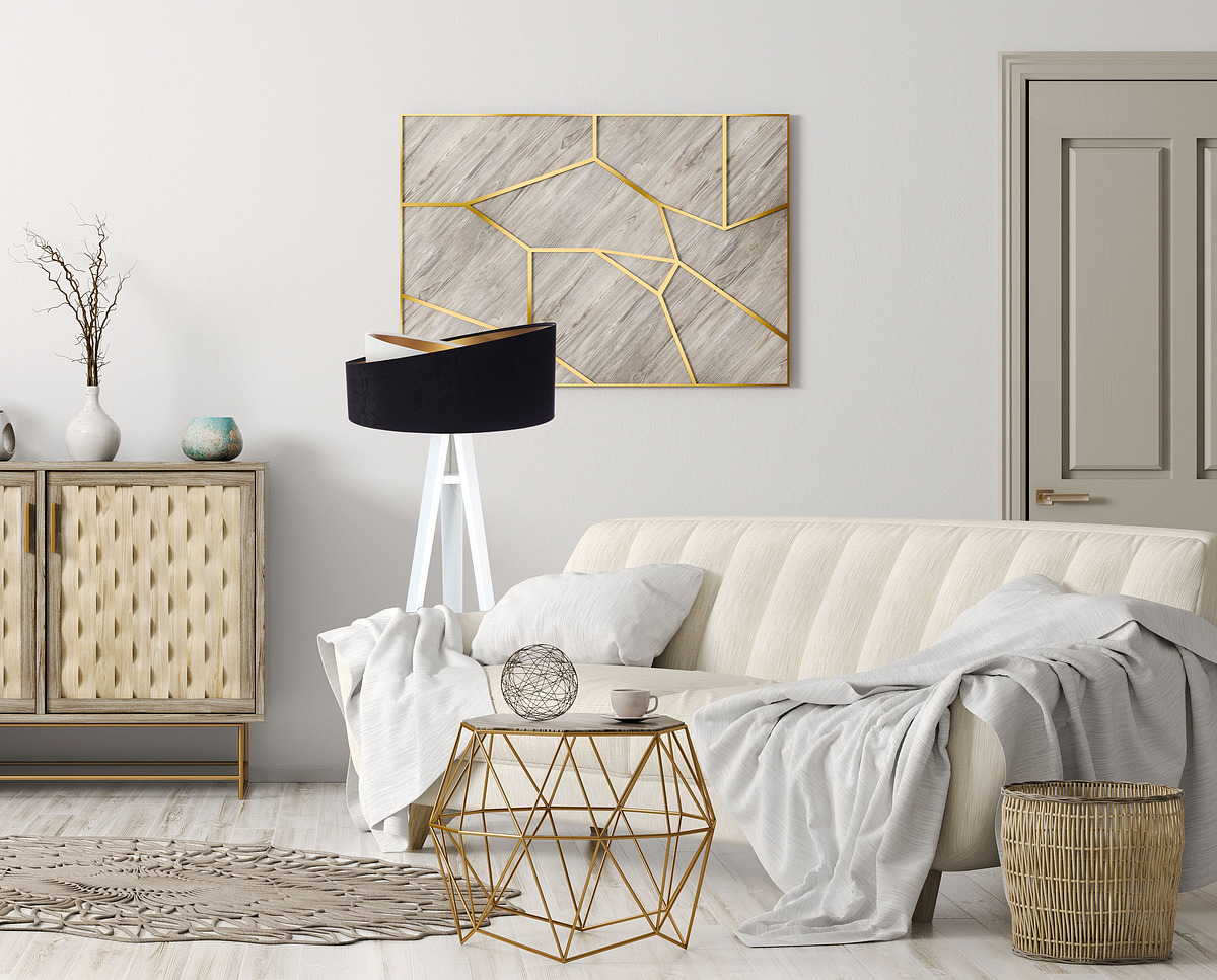 BPS Koncept Galaxy lampa stojąca 1x60 W biała-czarna-złota 060P-025W