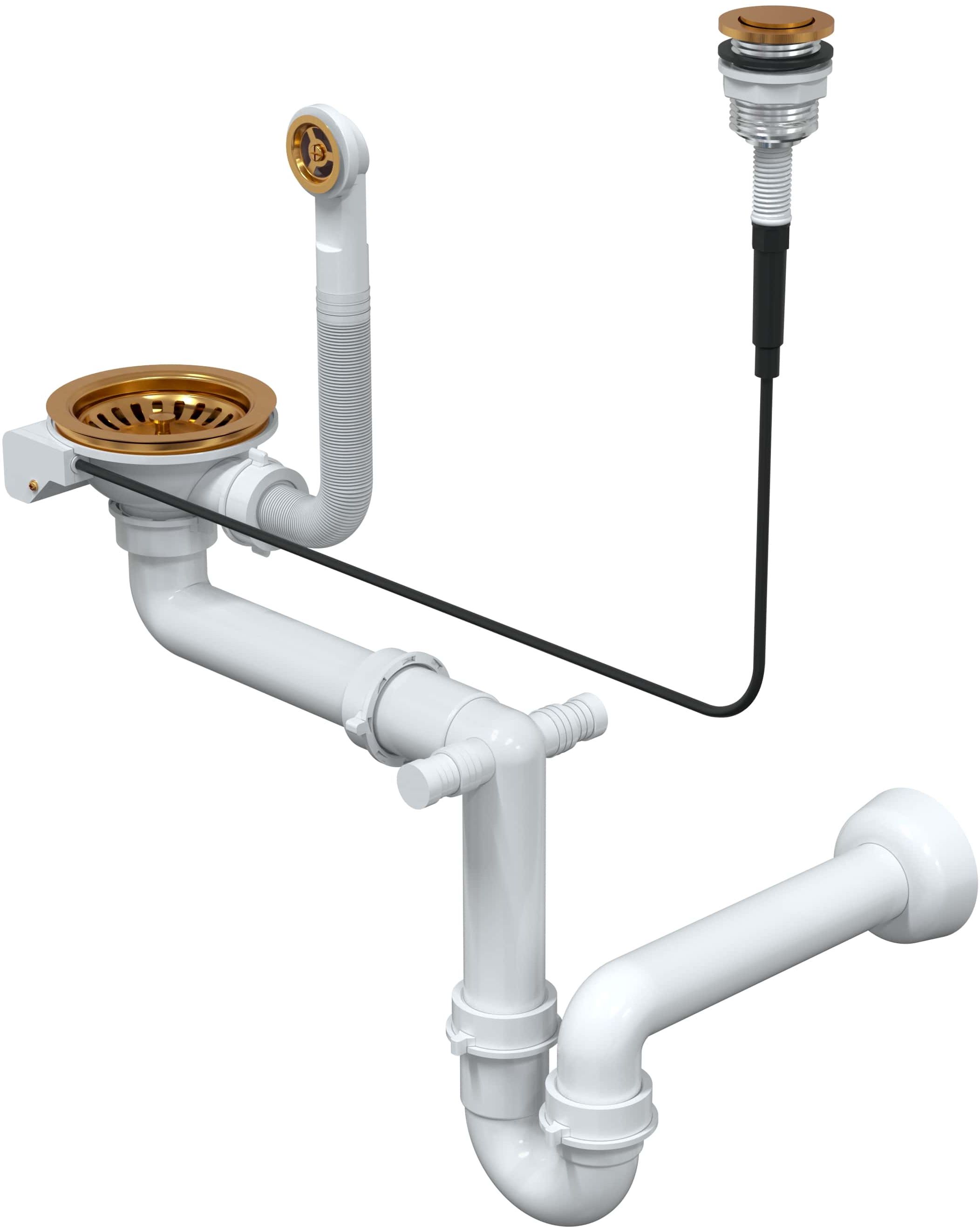 Quadron Save Space Push 2 Open odpływ zlewozmywakowy miedziany OP1SSG6