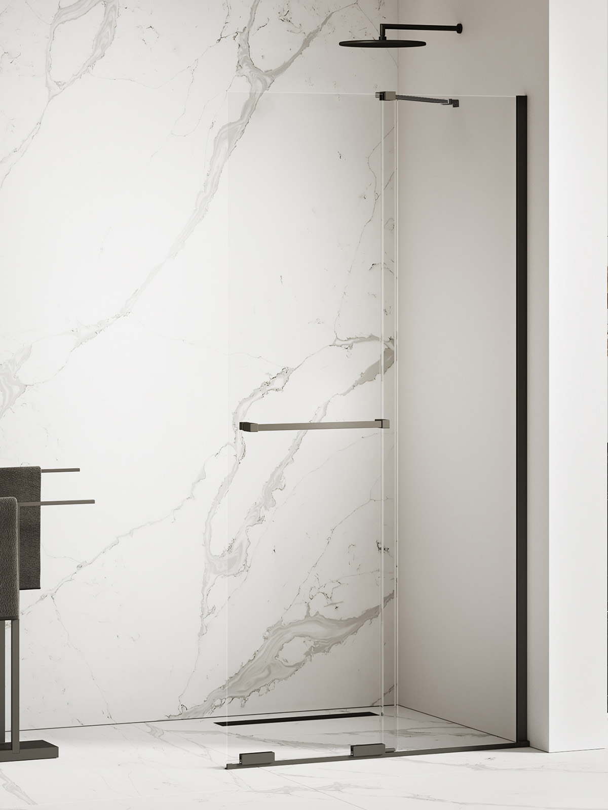 New Trendy Smart Black ścianka prysznicowa walk-in 110 cm czarny mat/szkło przezroczyste EXK-6677-WU