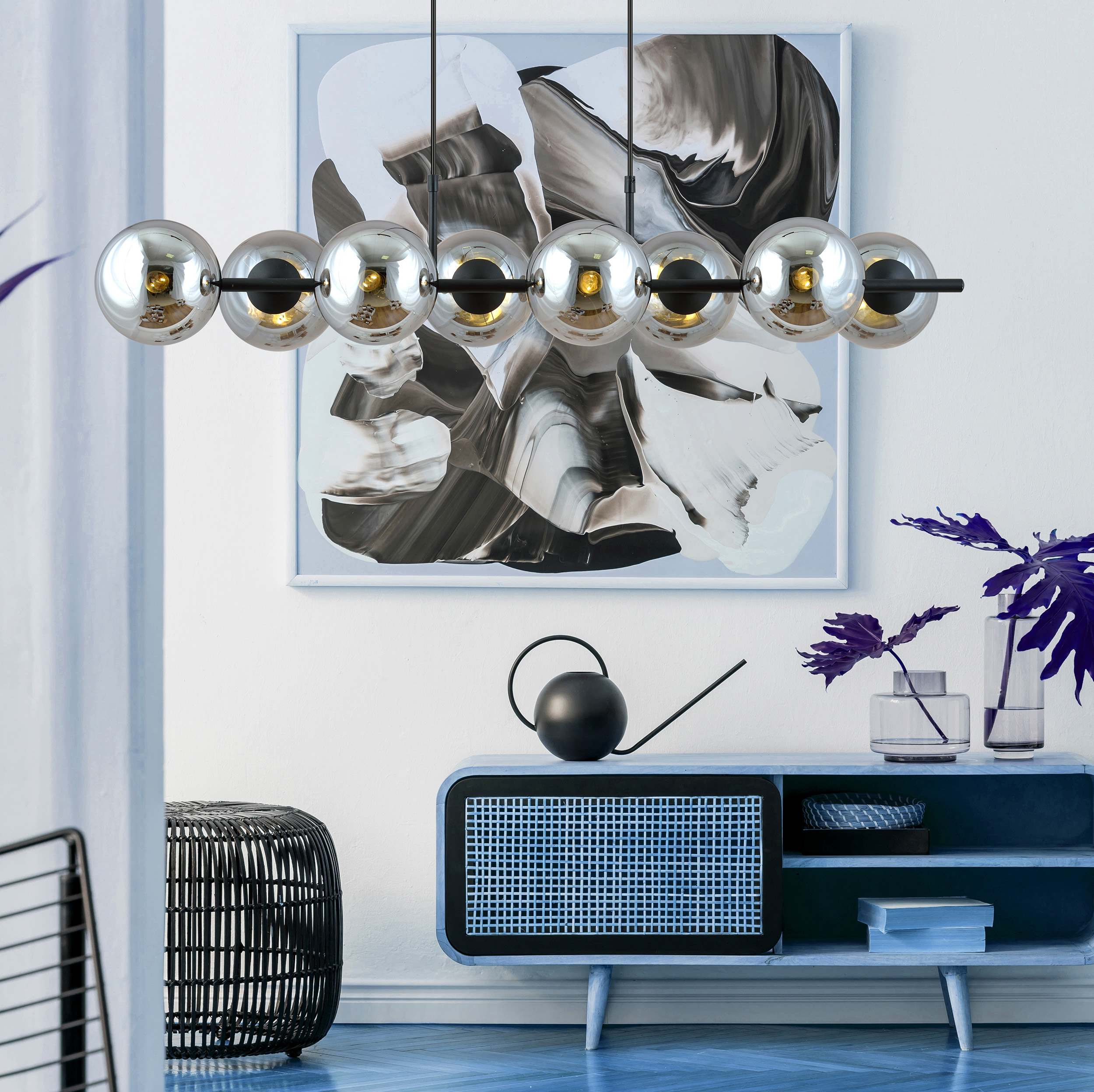 Emibig Rory lampa wisząca 8x10 W czarna-grafitowa 1207/8