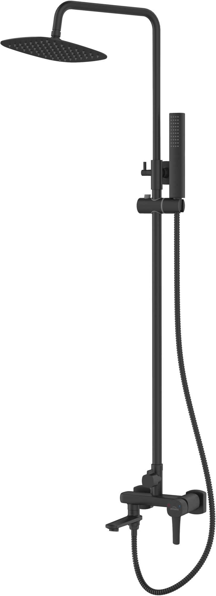 Invena Glamour zestaw wannowo-prysznicowy ścienny z deszczownicą czarny AU-05-B04