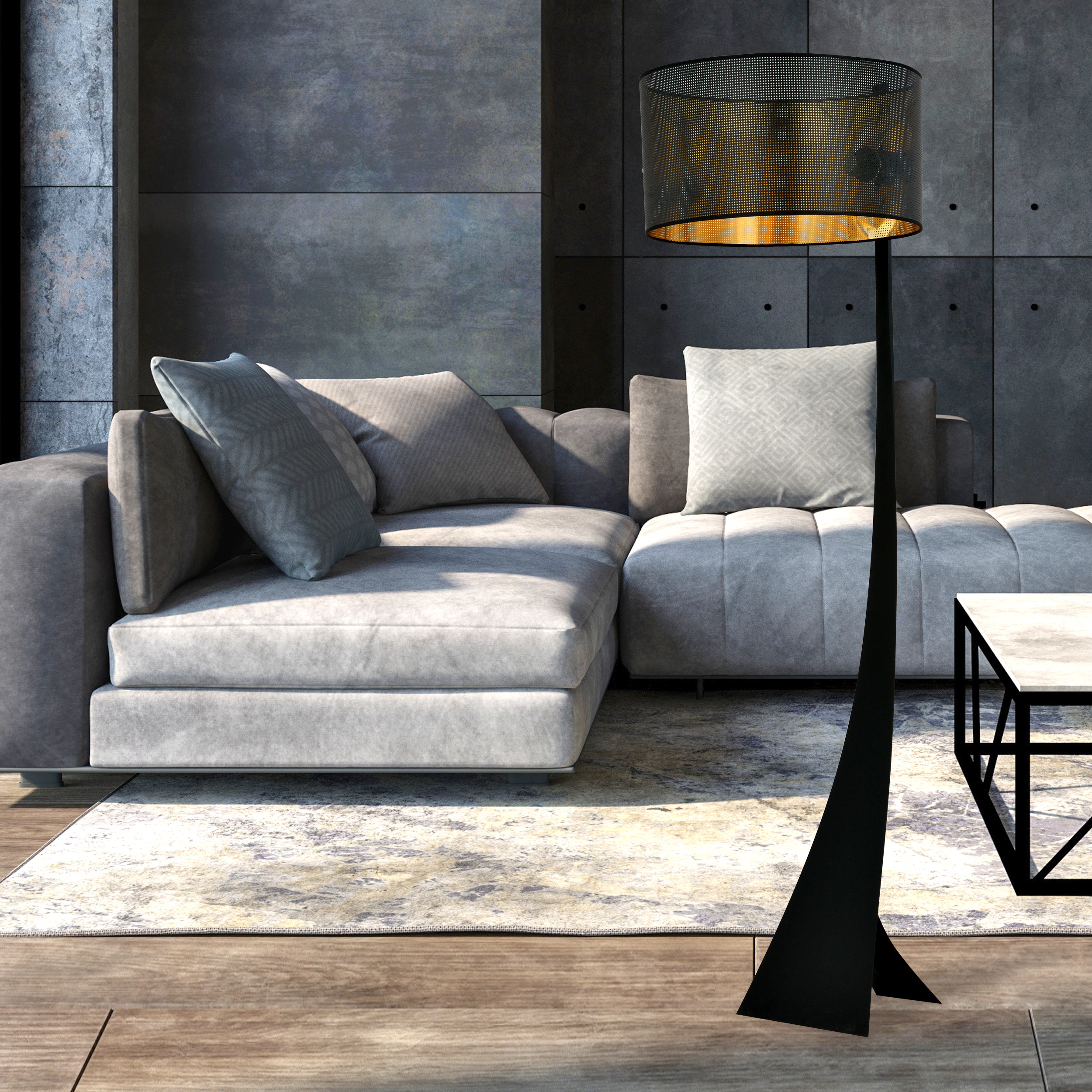 Emibig Estrella lampa stojąca 1x15 W czarna-złota 1156/LP1