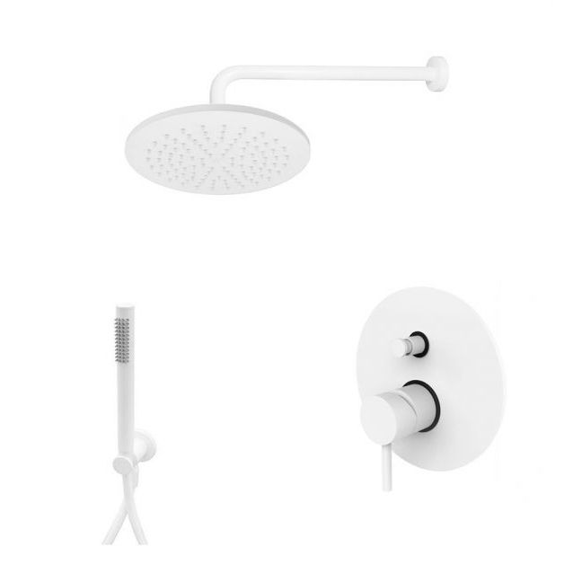 Paffoni Light zestaw prysznicowy podtynkowy z deszczownicą 22,5 cm biały mat LIG015ZSC2A.BO