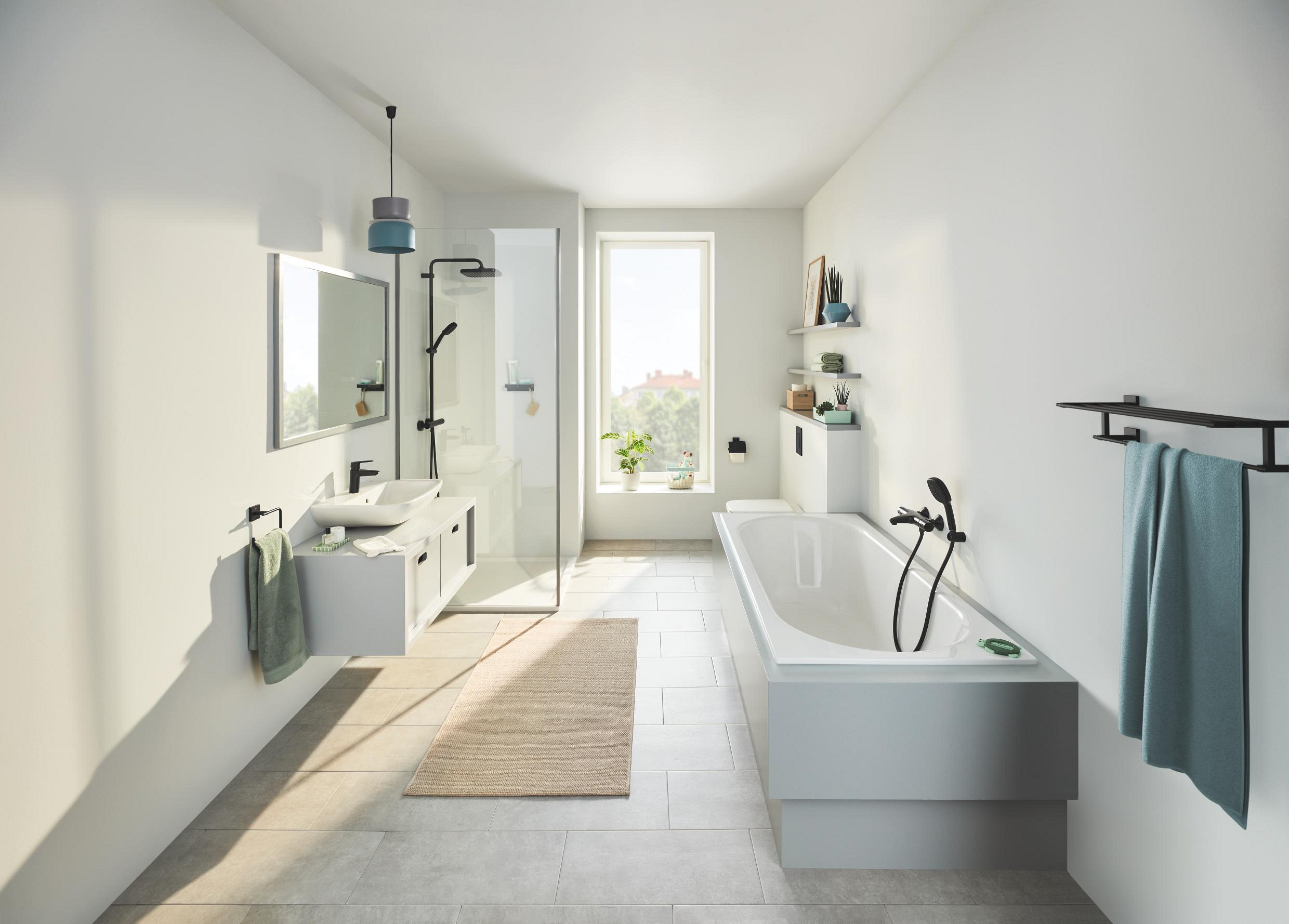 Grohe Start Cube półka z relingiem na ręcznik czarny mat 410992430