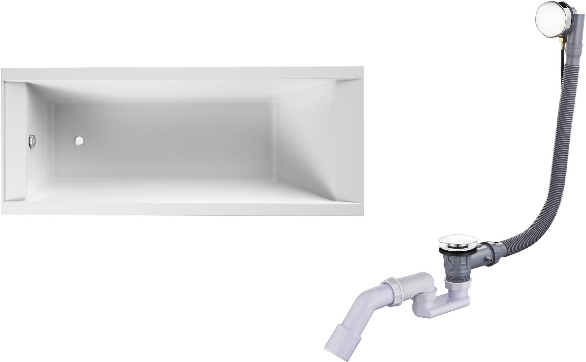 Zestaw Oltens Langfoss wanna prostokątna 170x75 cm z kompletem odpływowo-przelewowym Oster (10005000, 03001100) - Wysyłka w 24h