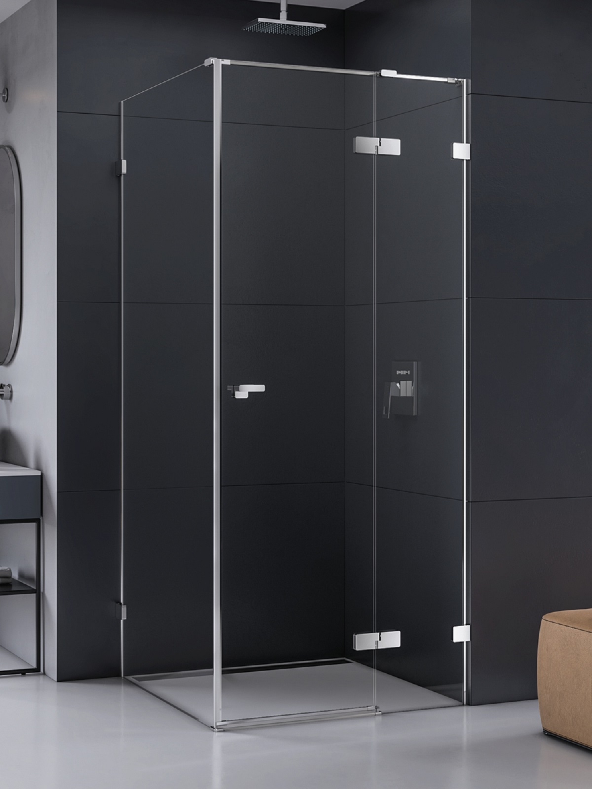 New Trendy Eventa kabina prysznicowa 100x100 cm kwadratowa prawa chrom połysk/szkło przezroczyste EXK-4513