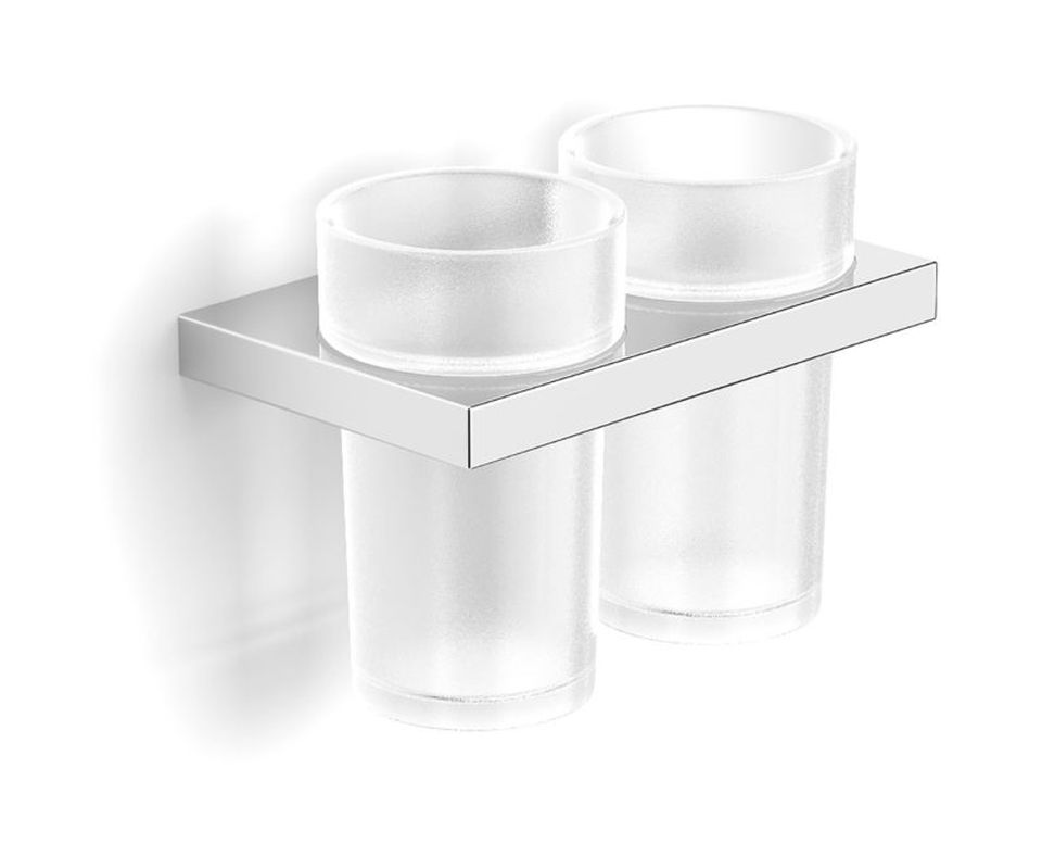 Stella Kobe kubek do mycia zębów podwójny z uchwytem ściennym szkło matowe/chrom 05.412