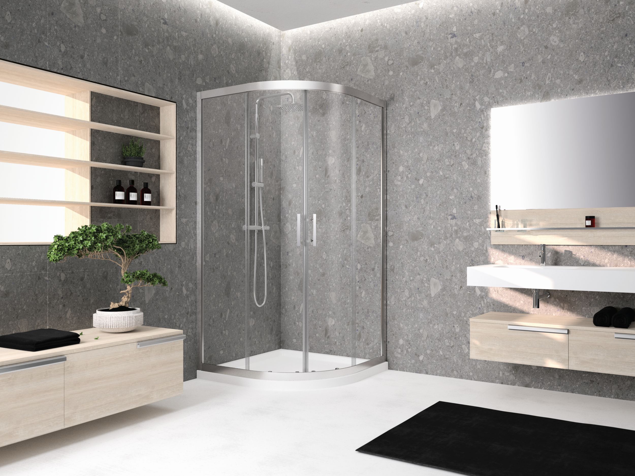 Novellini Kali R kabina prysznicowa 100x80 cm półokrągła asymetryczna srebrny/szkło przezroczyste KALIR80100-1B