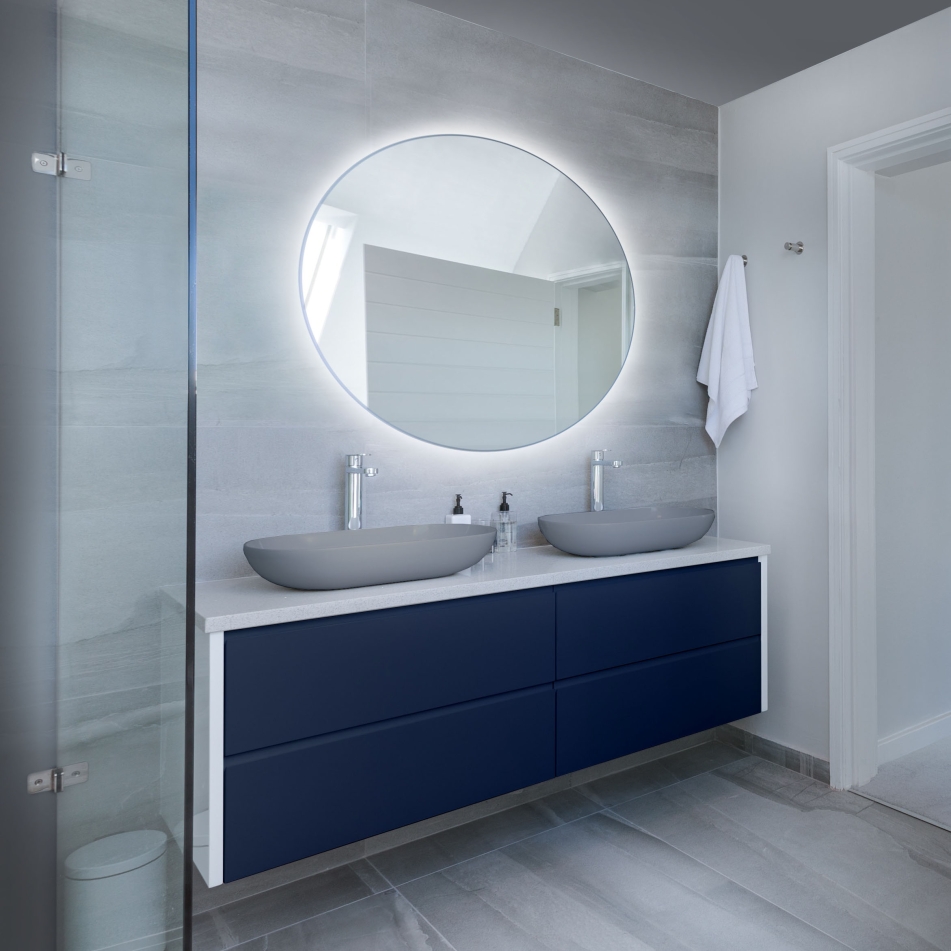 Smartwoods Bright lustro 70x70 cm okrągłe z oświetleniem srebrny