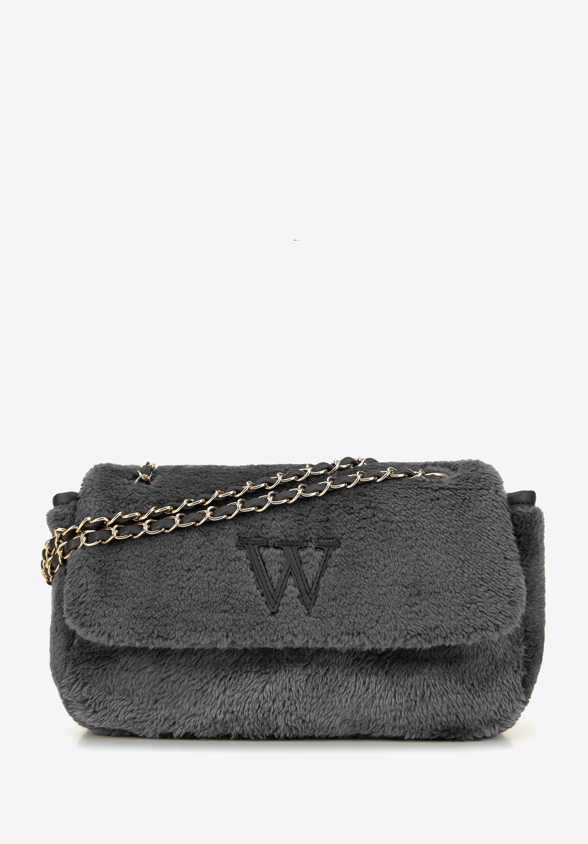 Damska torebka crossbody z futerkiem szara