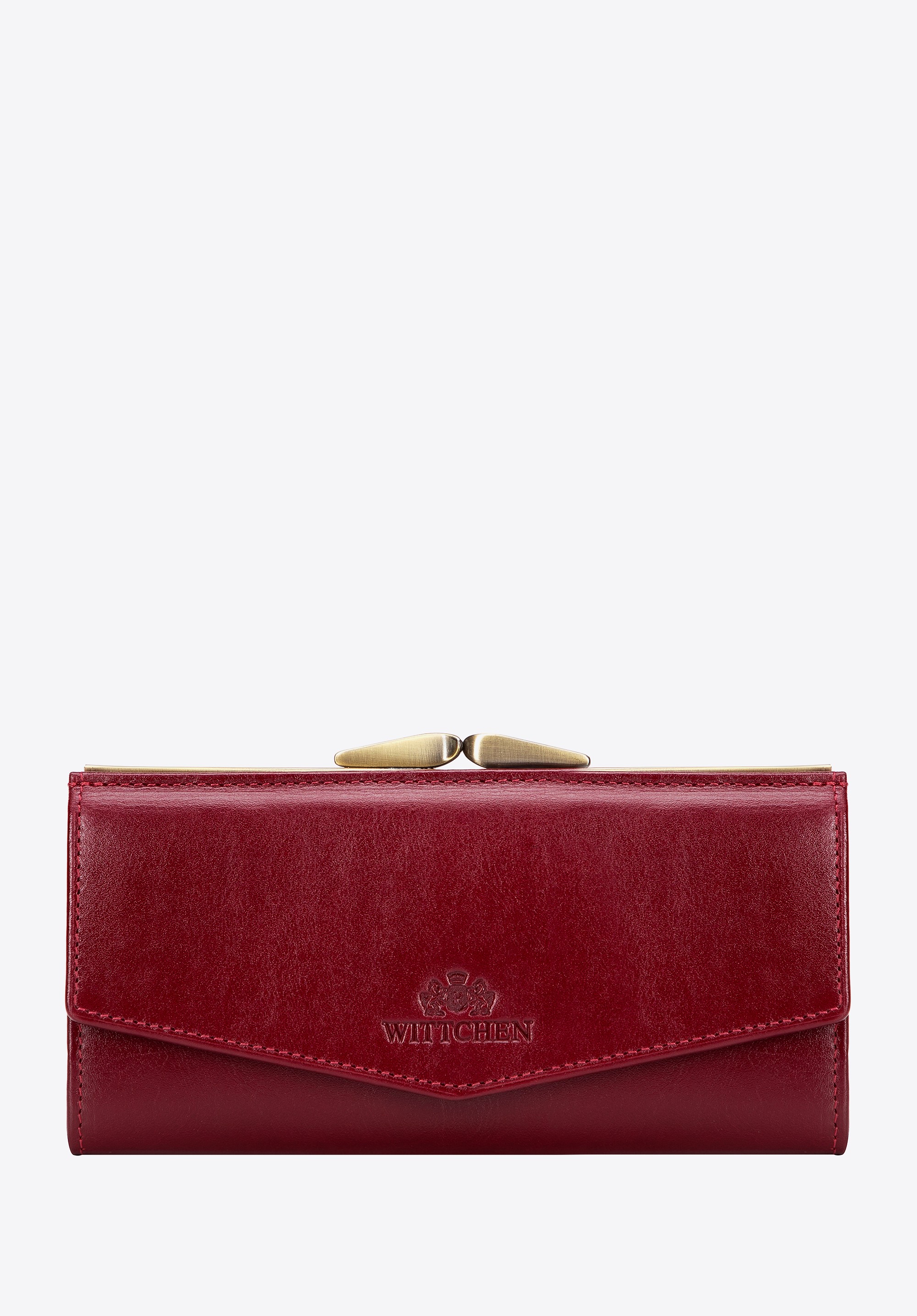 Damska portmonetka ze skóry z miejscem na dowód rejestracyjny czerwona