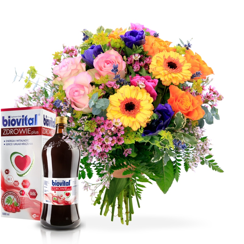 Bukiet z życzeniami zdrowia
