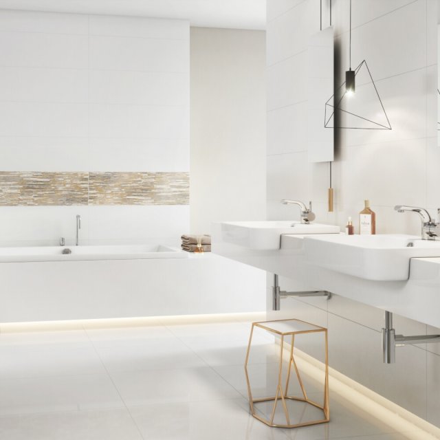 Płytka ścienna MAGNIFIQUE white satin rect 29x89 #494 gat. I Cersanit