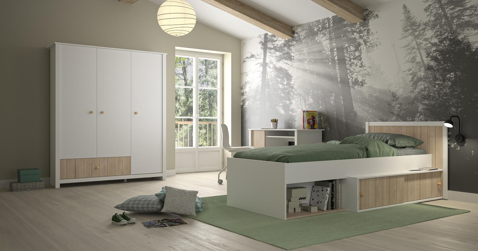 Łóżko dziecięce z przestrzenią dąb Charlie