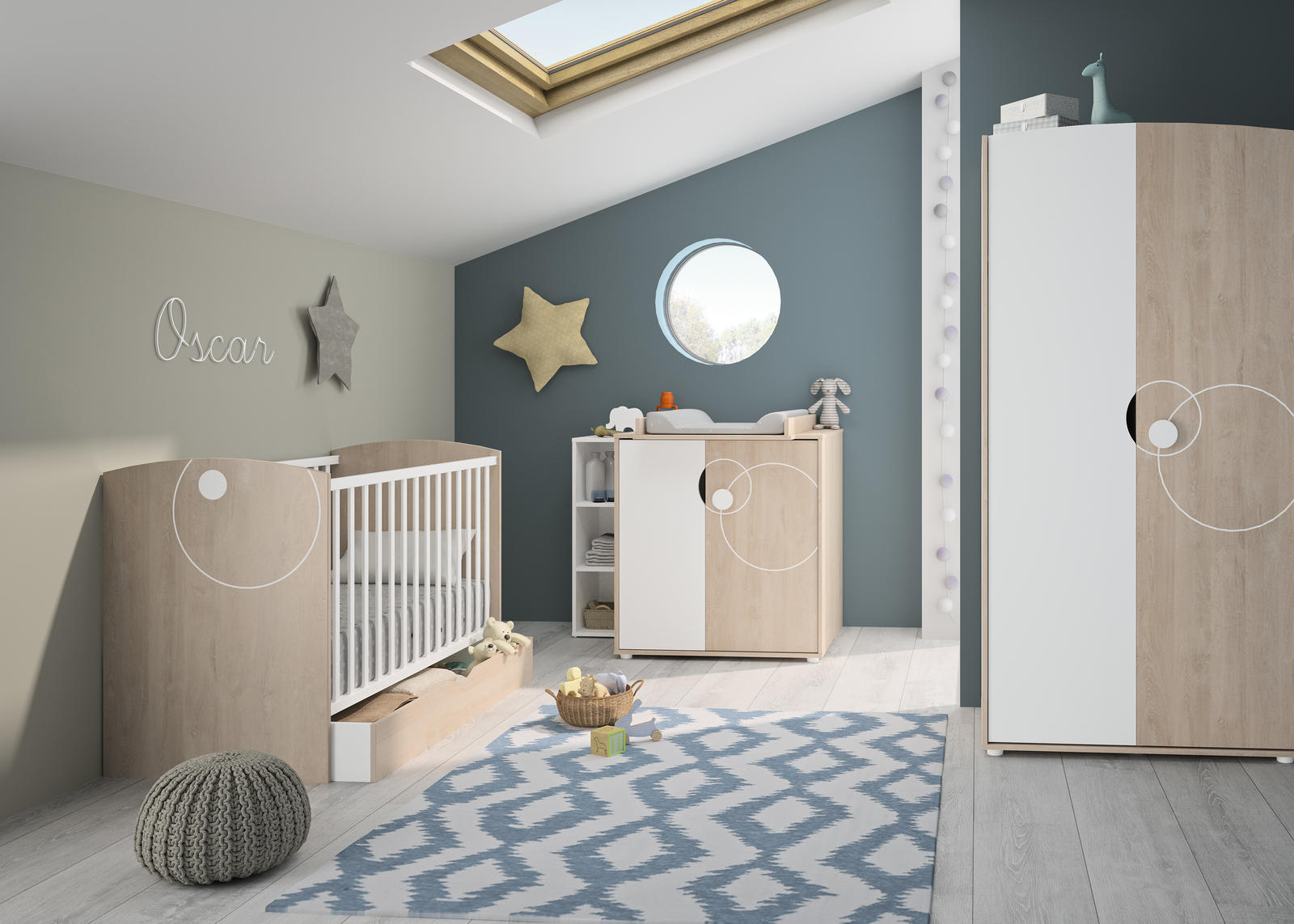 Łóżeczko dla niemowlaka z szufladą Oscar blond oak