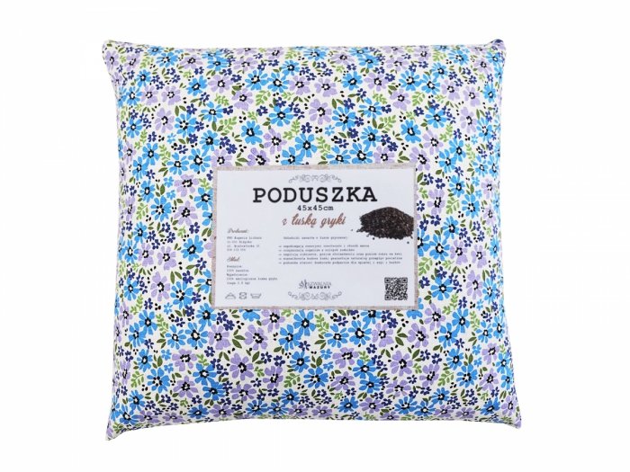 Poduszka z łuską gryki 45x45 wz. 4 niebieskie kwiatki