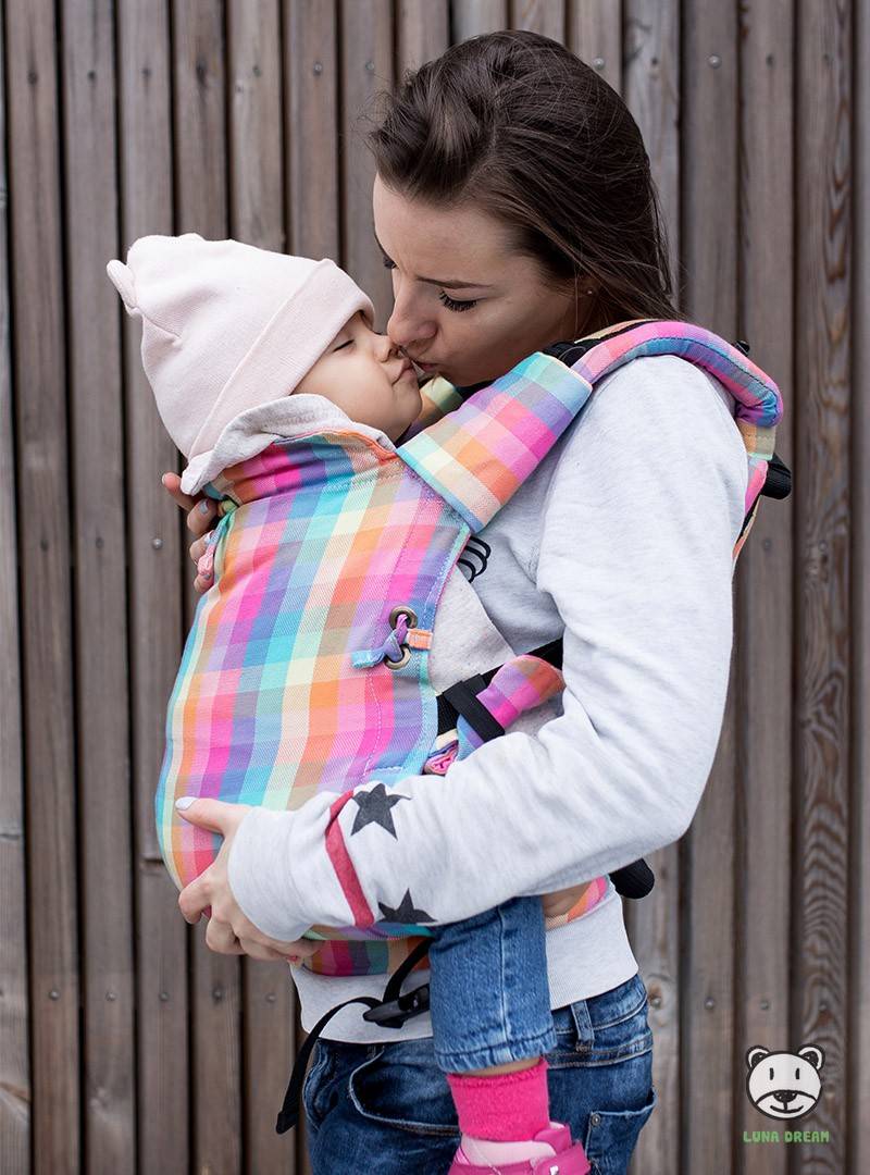 Nosidełko regulowane Multi Size: Magic Summer (krata), 100% bawełna, splot skośno-krzyżowy