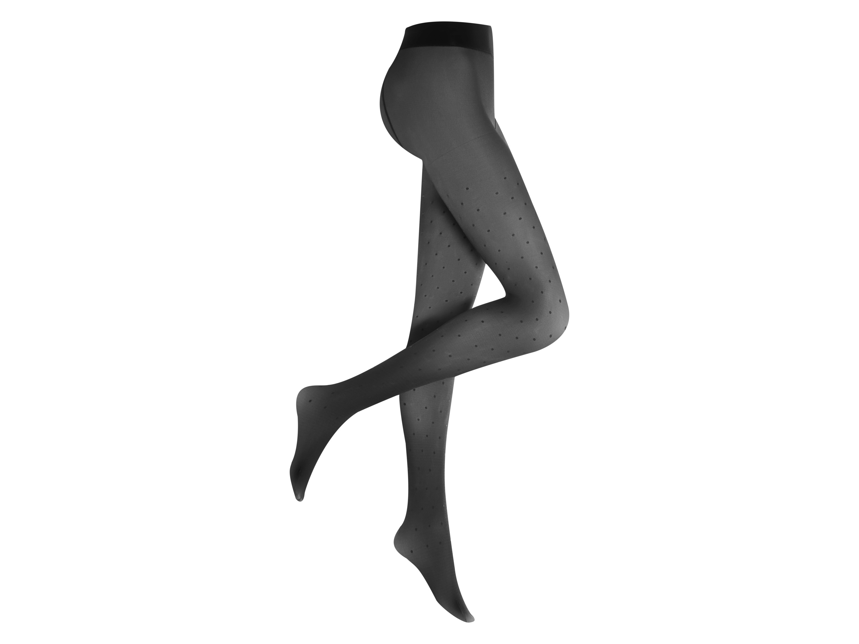 esmara Rajstopy termiczne damskie z cielistą podszewką czarne kropki, M40/42