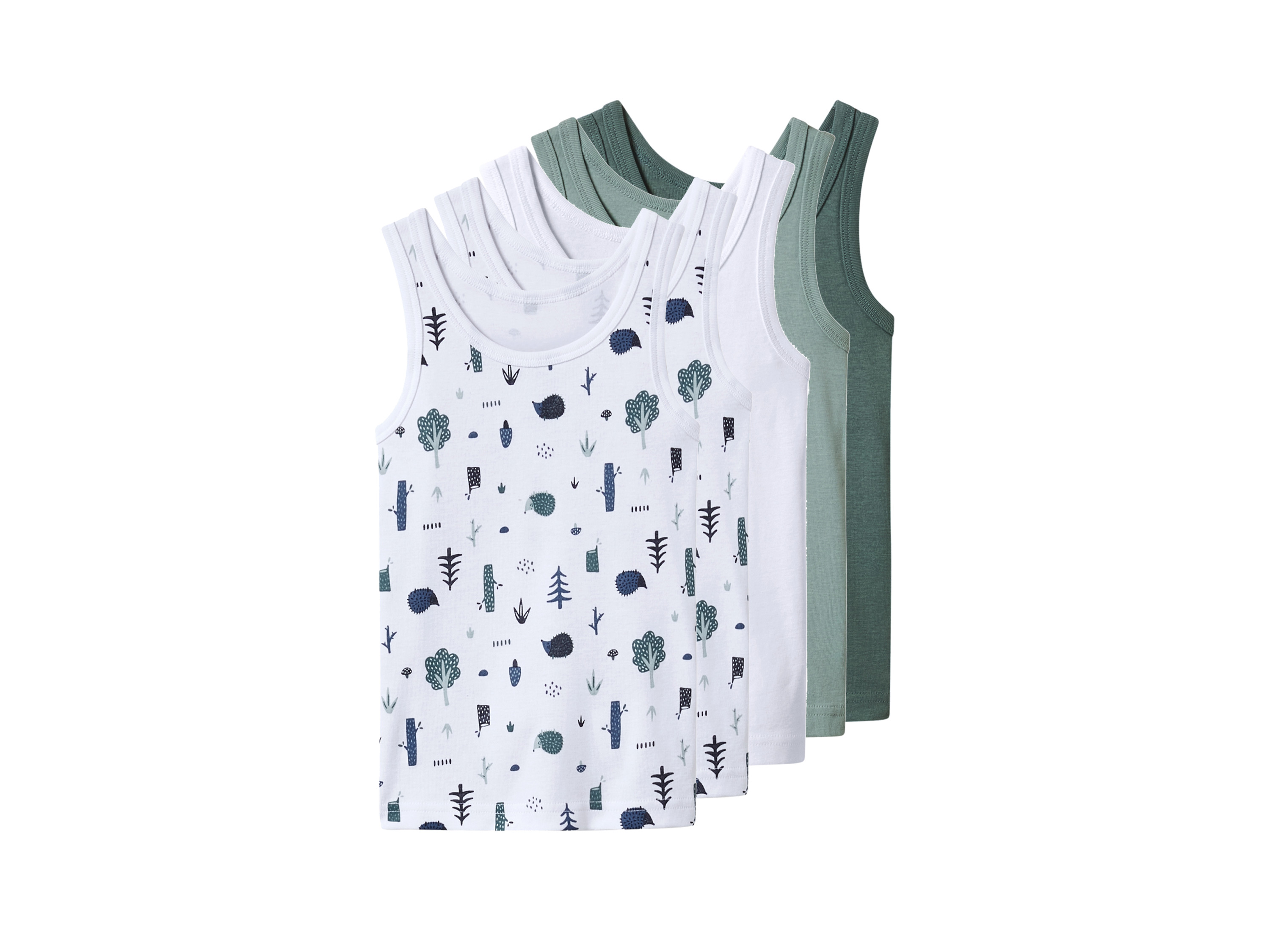 lupilu Podkoszulki dziecięce z biobawełny, 5 sztuk Biały/zielony, 110/116