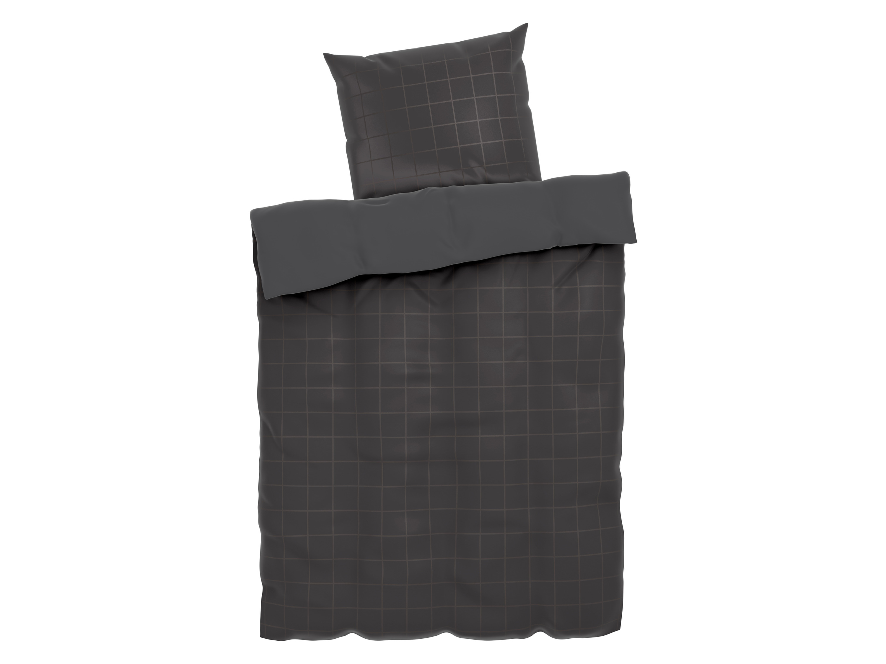 Livarno home Pościel satynowa z bawełny, 140 x 200 cm Kratka/antracytowy