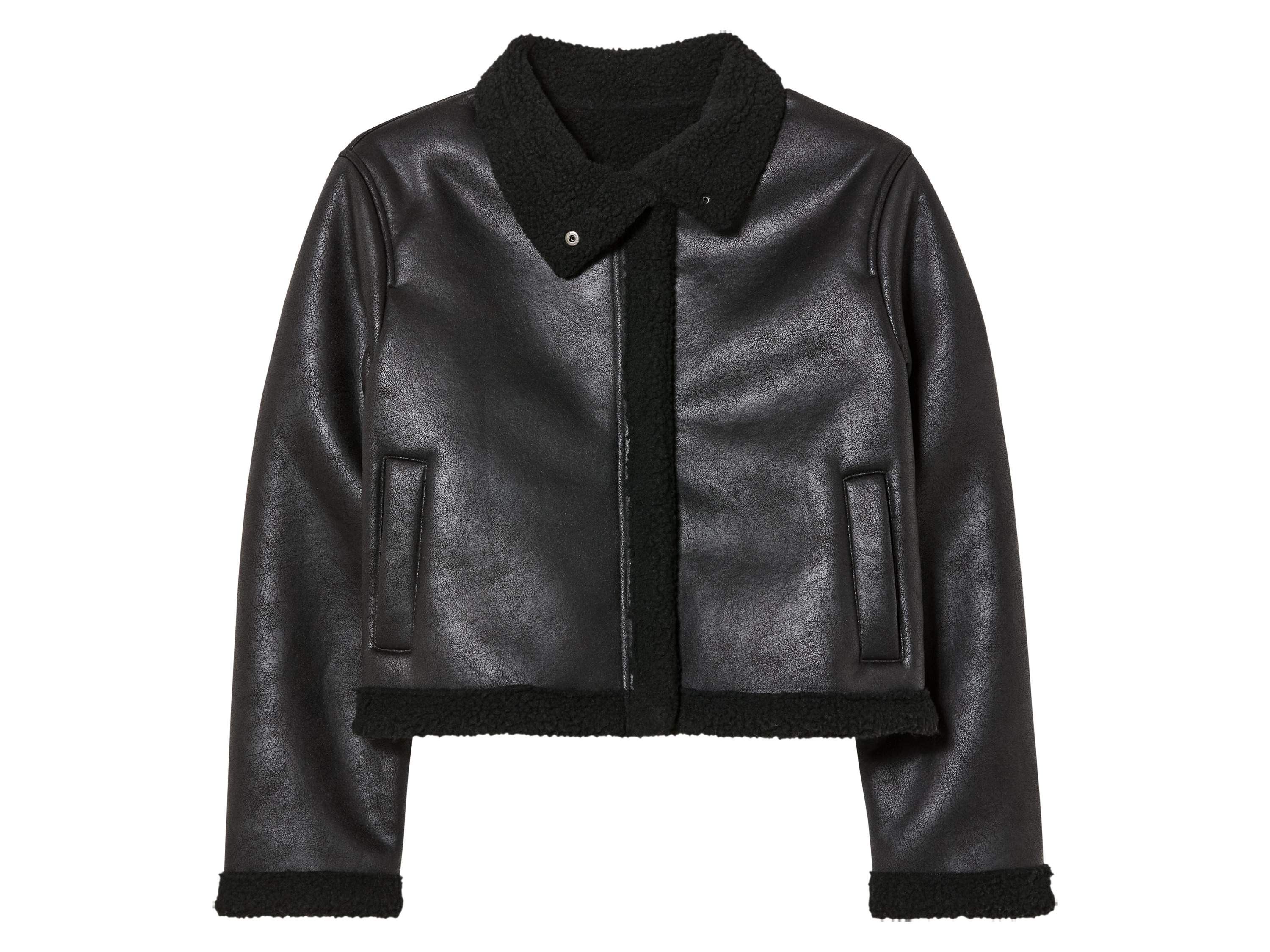 pepperts! Kurtka dziecięca w stylu ramoneski, z kożuszkiem 152, Czarny