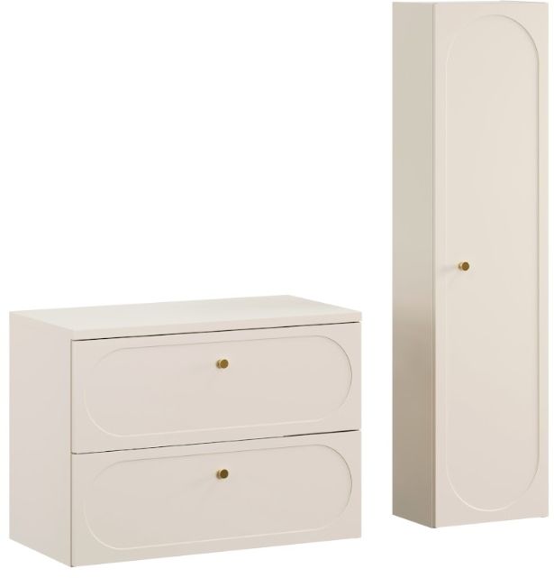 Darmowa Dostawa - Szafka 115x46x140 cm podumywalkowa wisząca beżowa Comad Donna Sand SETDSBSAND80CMHC