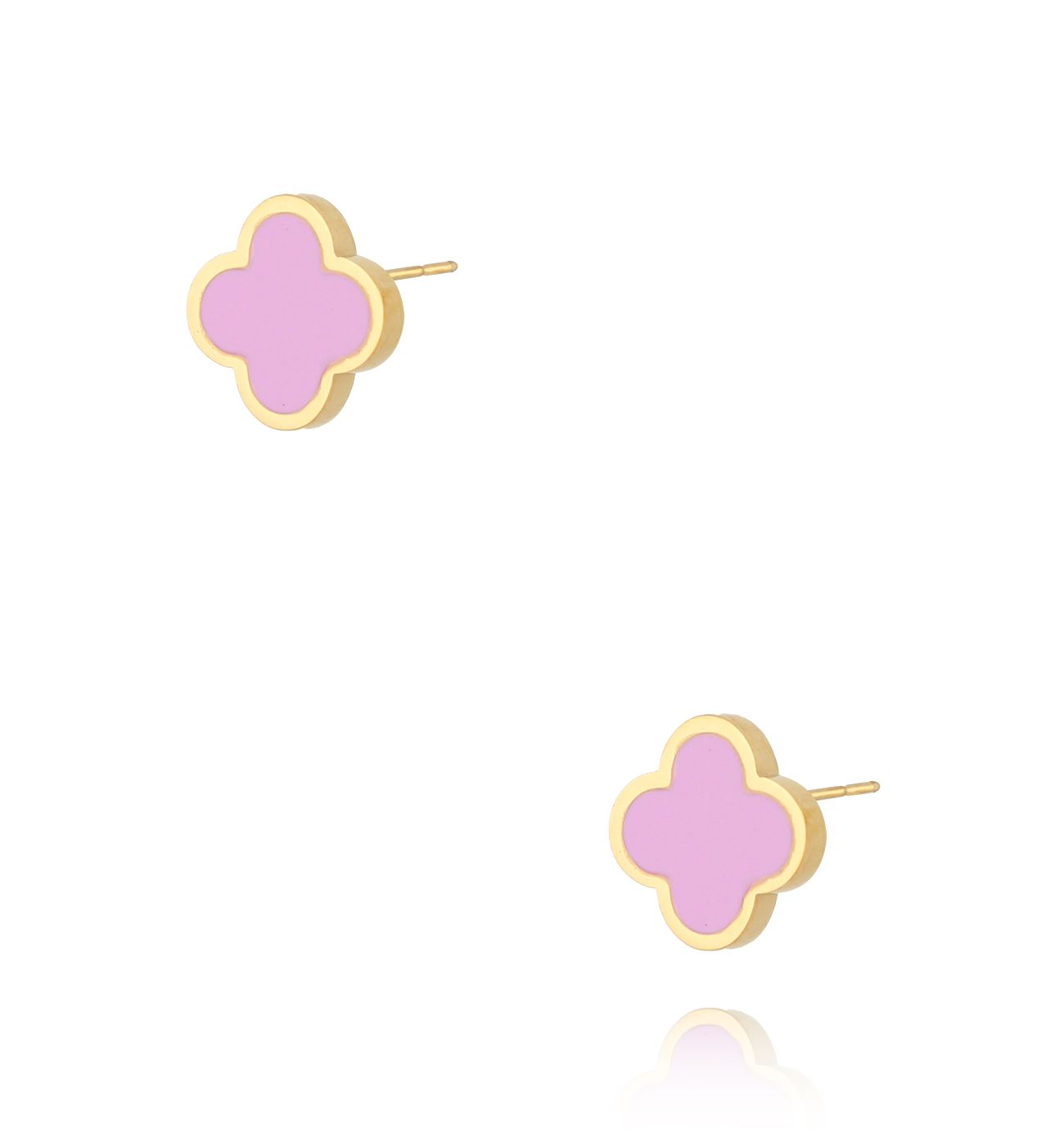 Kolczyki koniczynki z liliową emalią Heureux KSA1919