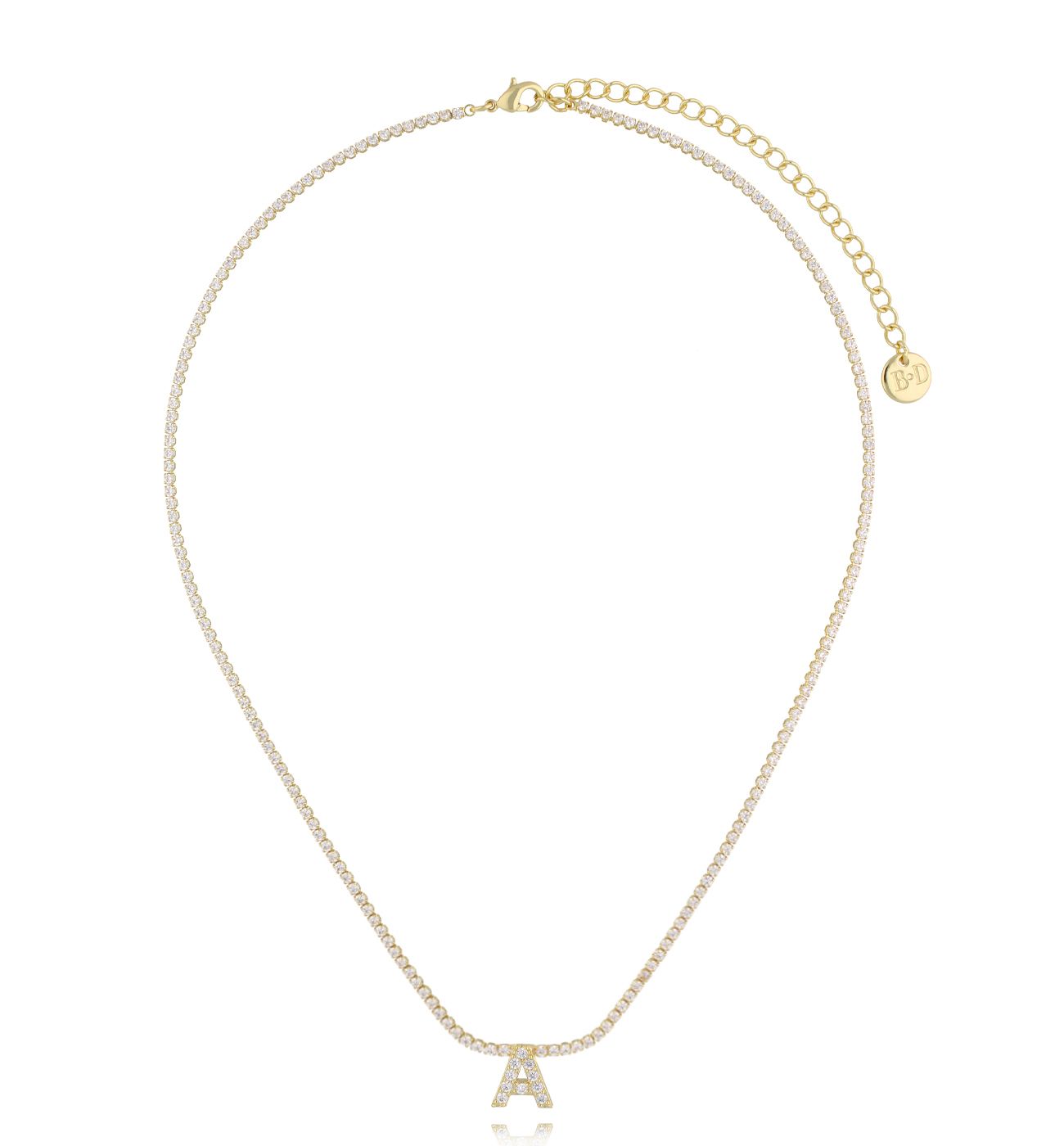 Naszyjnik typu tennis z literką A złoty NS0382