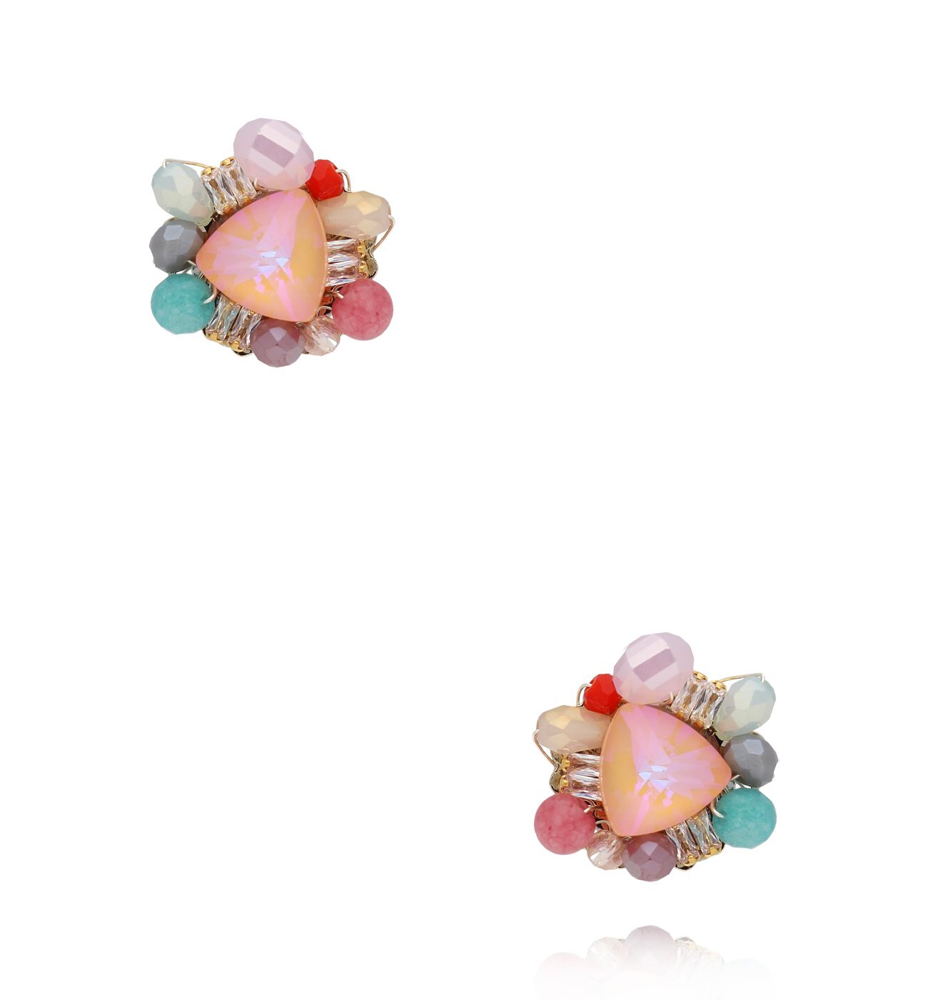 Kolczyki kolorowe z pastelowymi kamieniami KLU0157