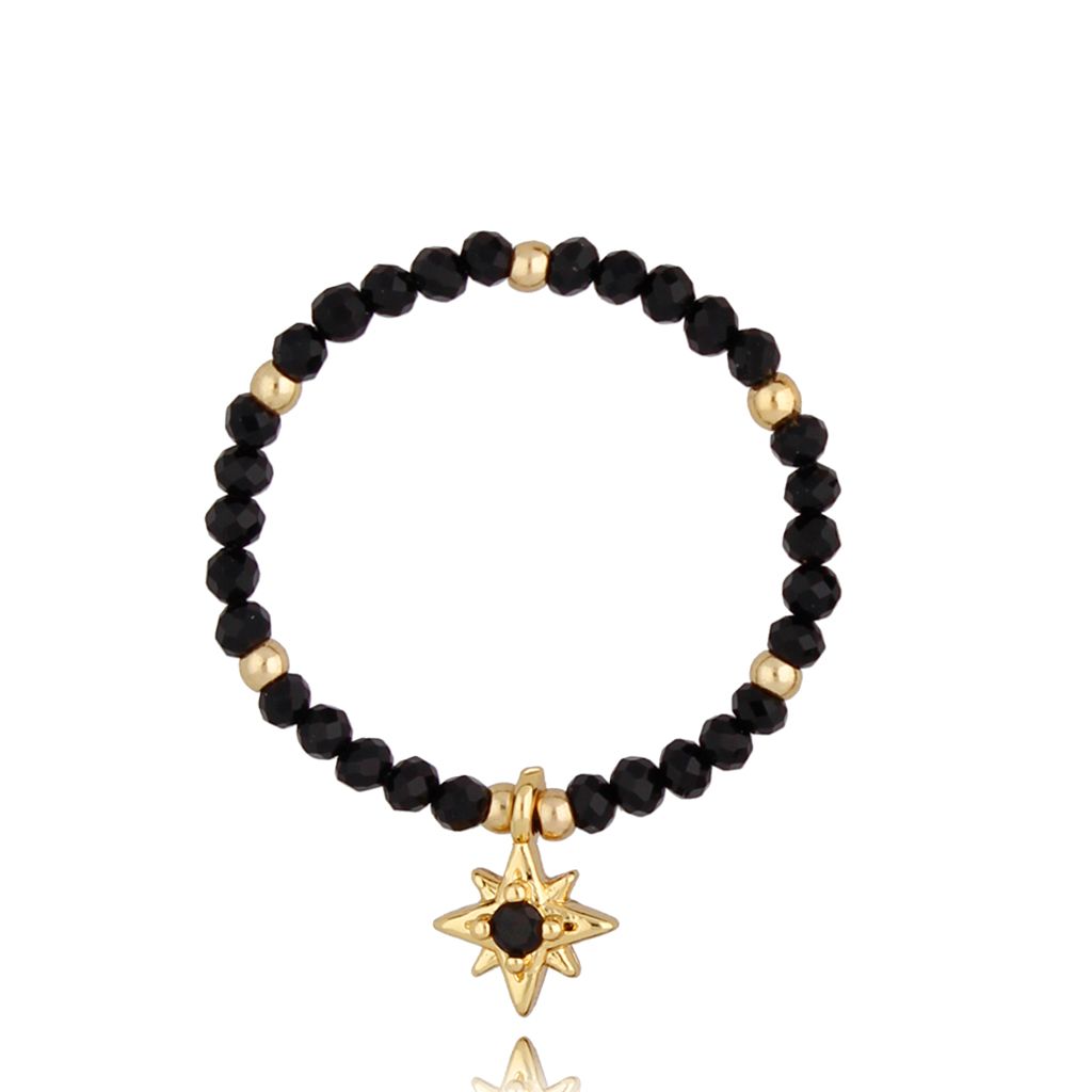 Pierścionek z czarnymi agatami Deserve It PSC0284 - By Dziubeka