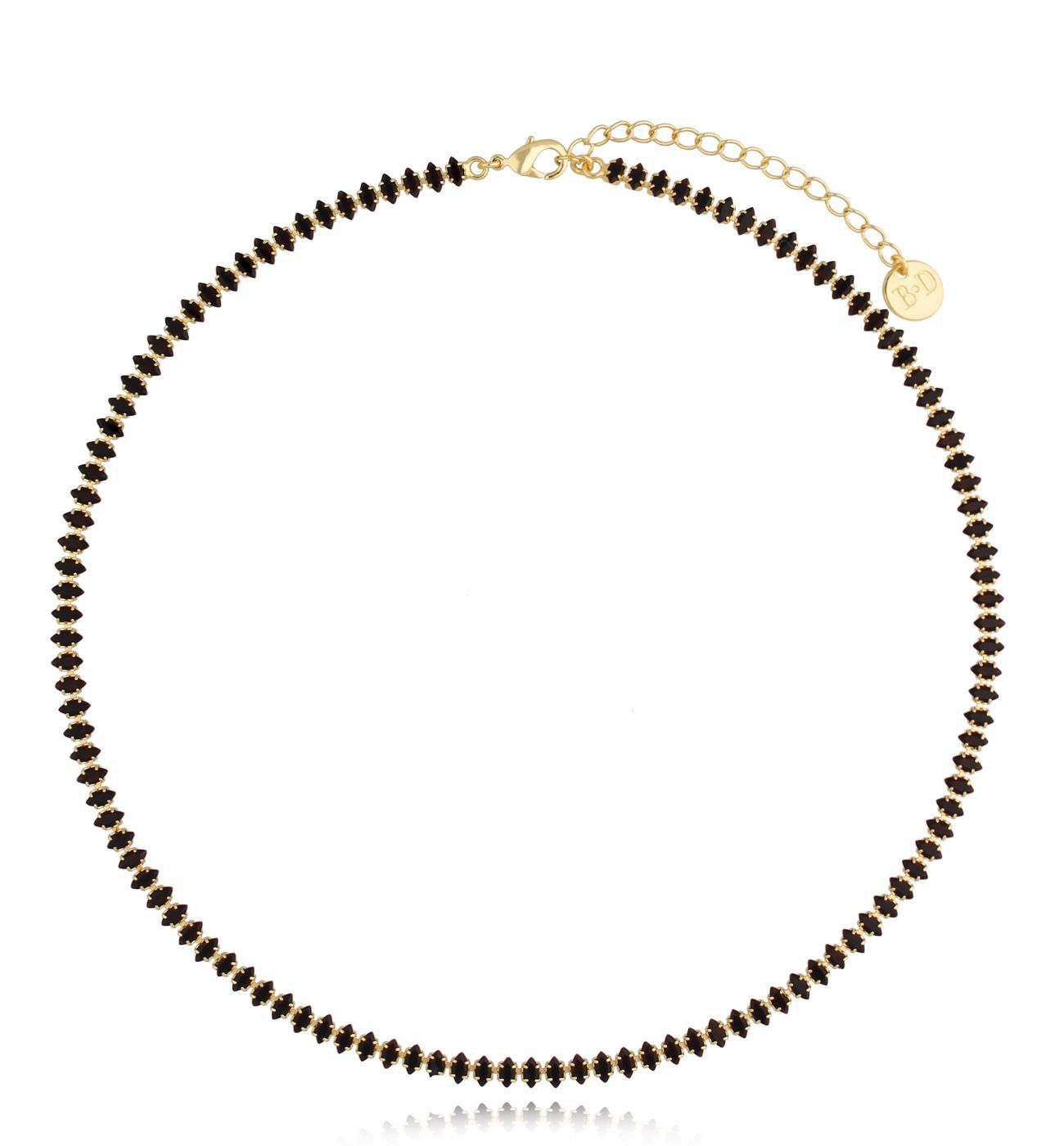 Naszyjnik tenisowy z czarnymi kryształkami Don't Wanna Sleep 36 cm - By Dziubeka