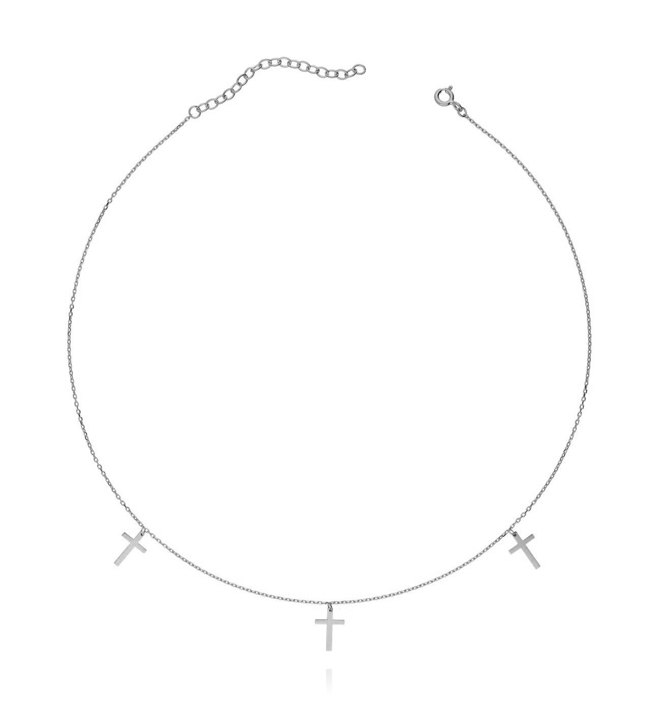 Naszyjnik srebrny z krzyżykami NSE0048