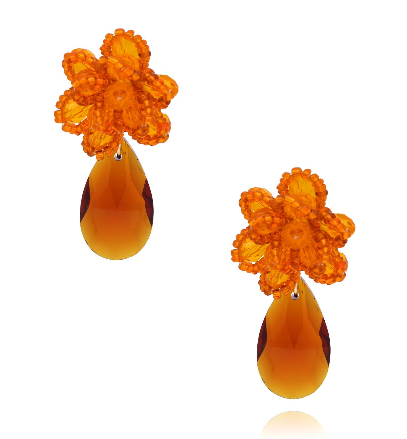 Kolczyki z pomarańczowymi kryształami Crystal Wonders KFF0296