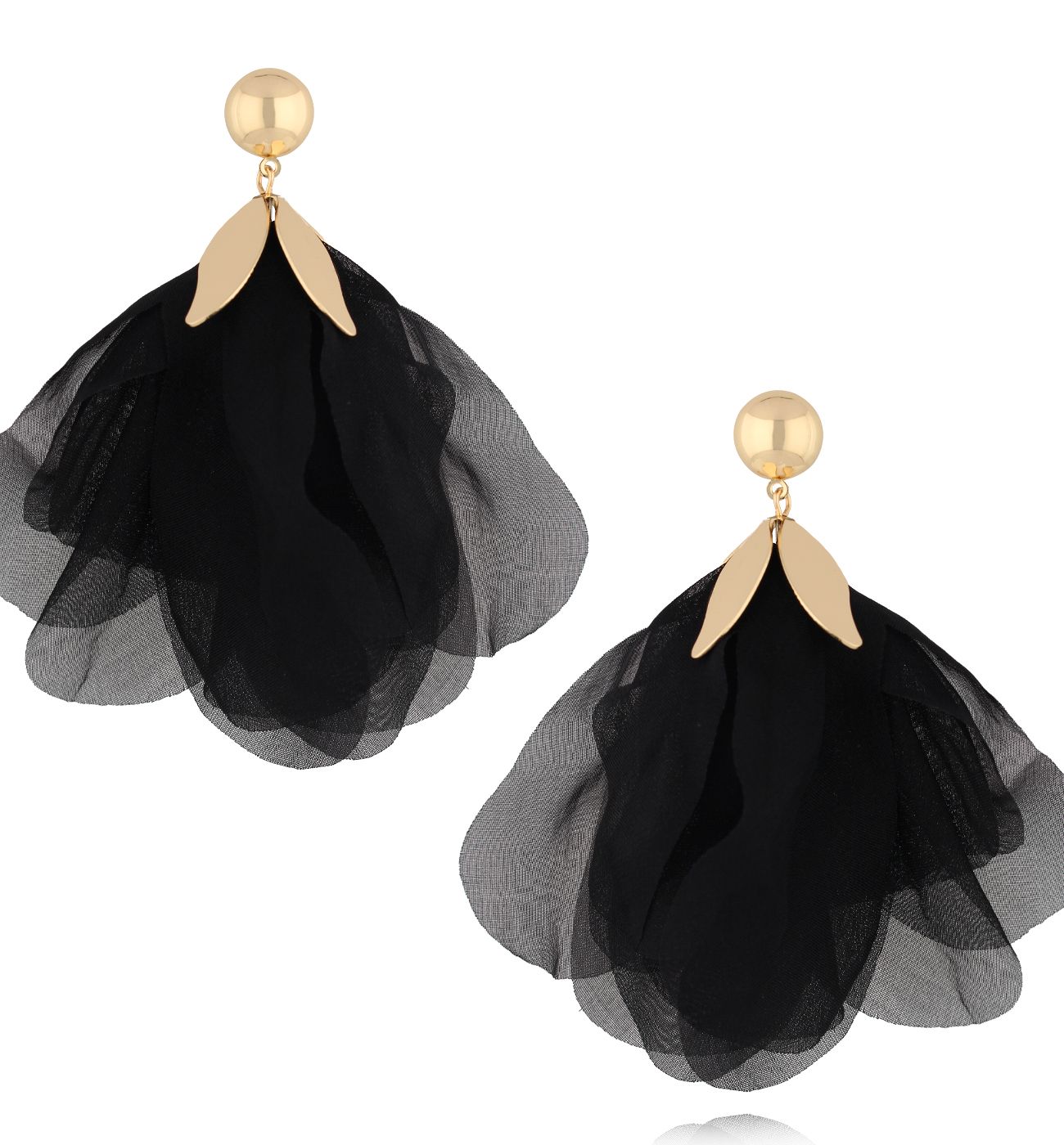 Kolczyki czarne z tkaniną KBL1965