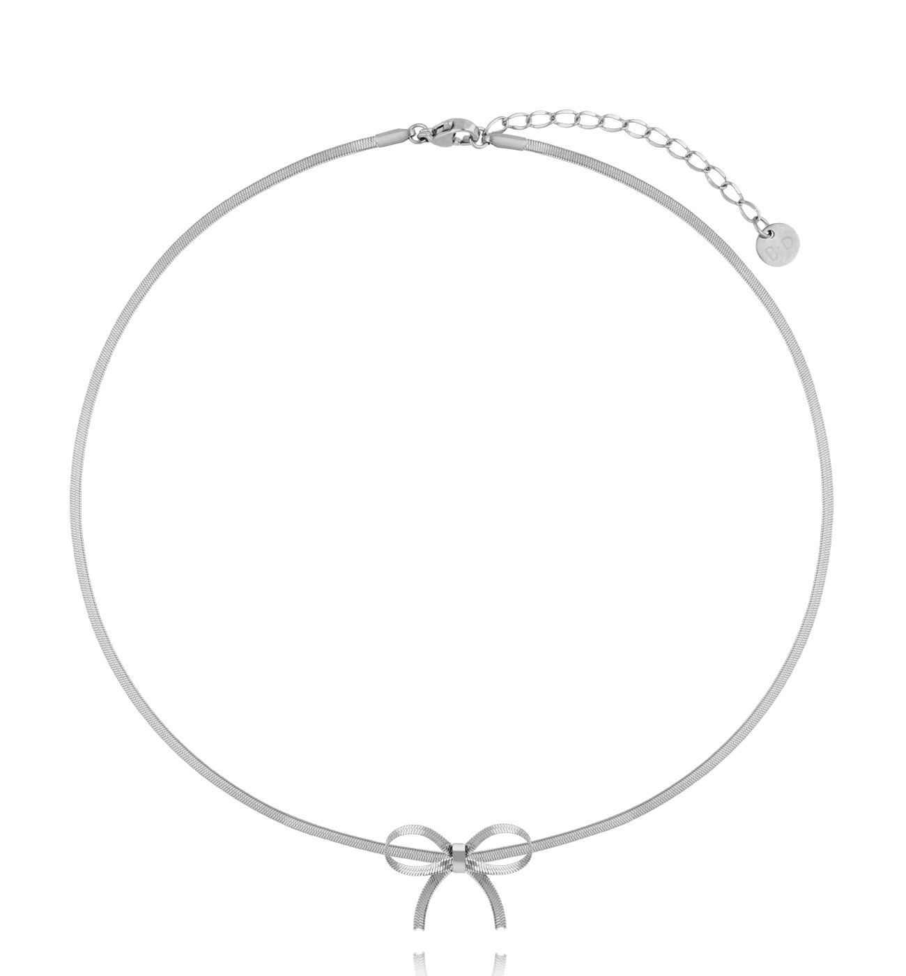 Naszyjnik żmijka z kokardką srebrny NSY0476 - By Dziubeka