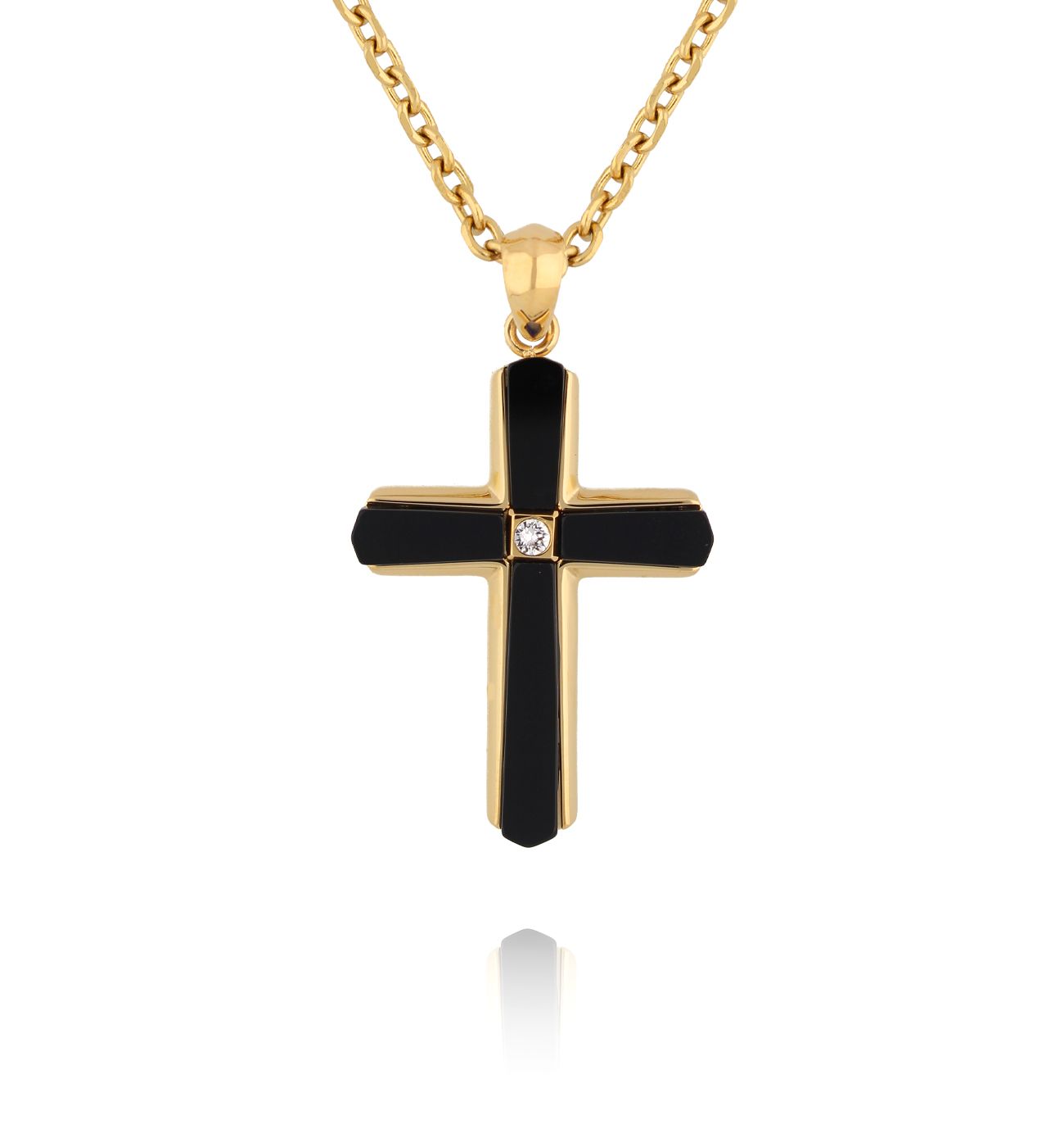 Naszyjnik z krzyżem i onyksem NMITC0201