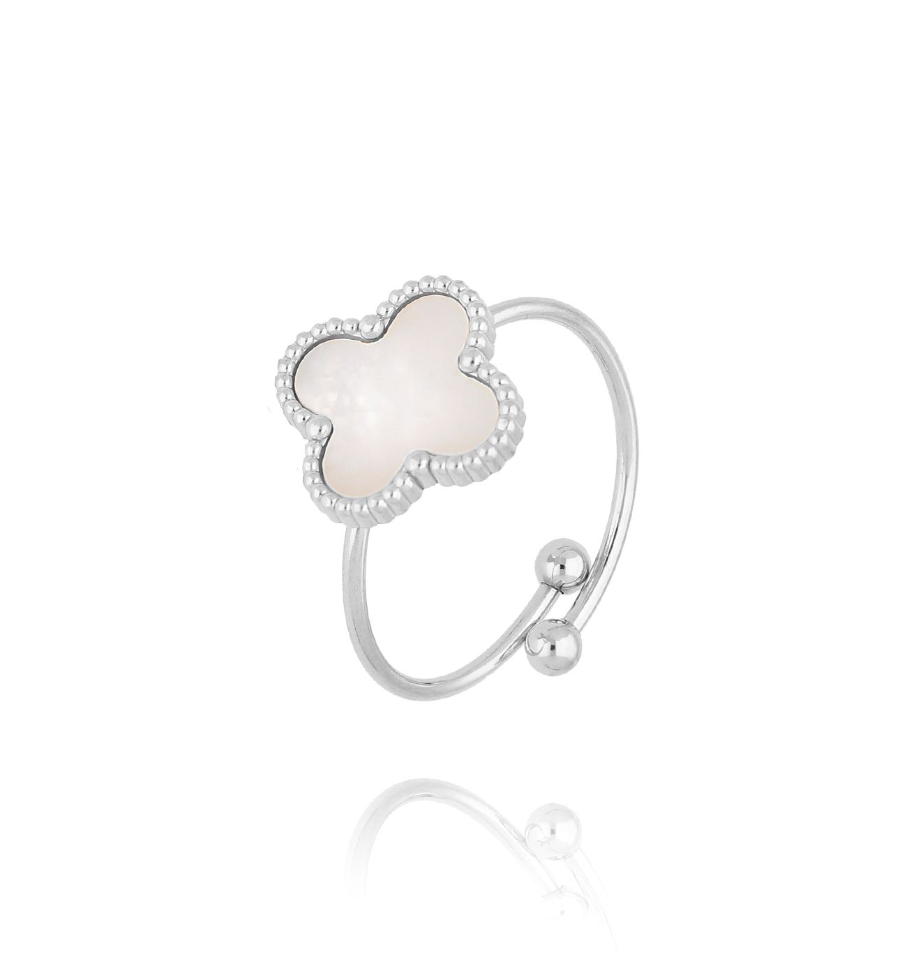 Pierścionek z koniczynką z masą perłową srebrny PSY0019