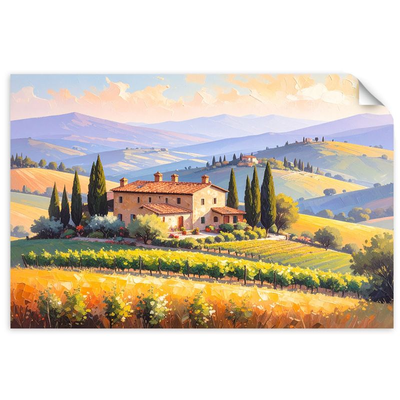 Naklejka samoprzylepna Feeby Toskania Pejzaż Dom na wzgórzu 60x40cm 1szt