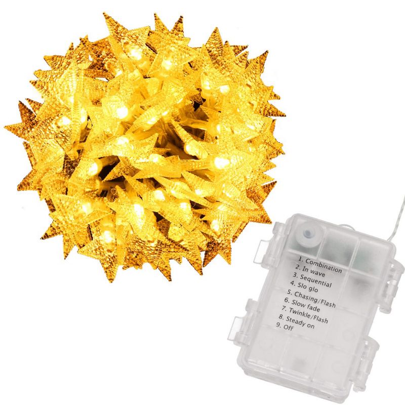 Lampki choinkowe Springos 50 Led gwiazdki z programatorem na baterie biały ciepły 1 szt.