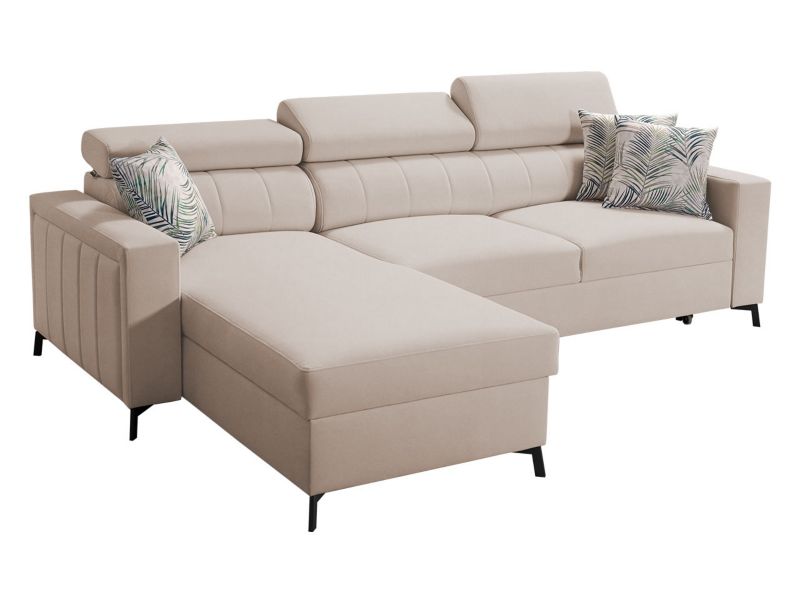 Narożnik MIRJAN 24 z funkcją spania Baltico I Maxi lewy beżowy/wzór w liście 1 szt.