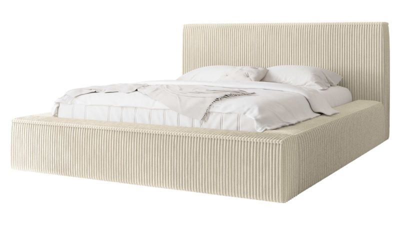 Łóżko tapicerowane MIRJAN 24 z pojemnikiem Glexi Sztruks 180x200 sztruks ecru 1 szt.